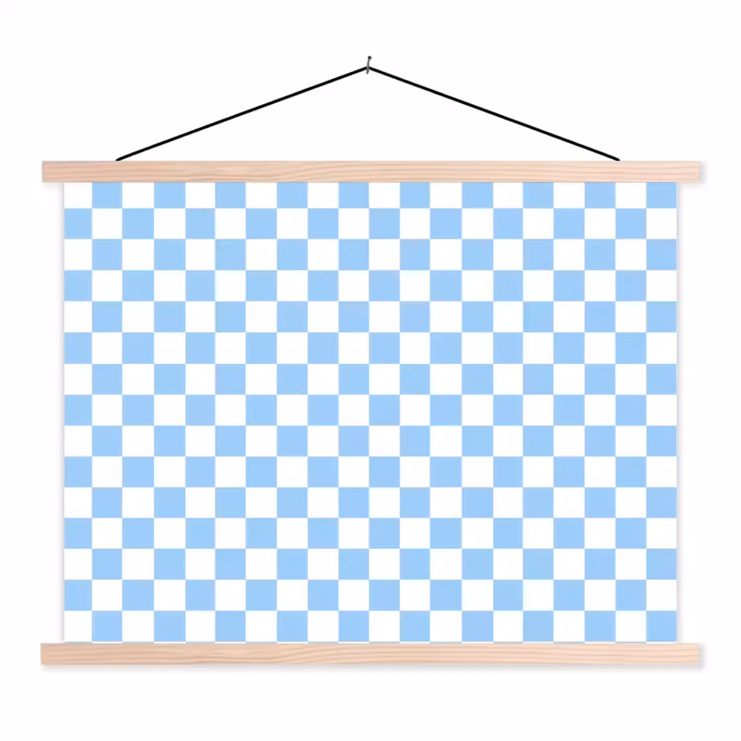 Schaakbord - Klassiek - Blauw textielposter latten blank klein 122 -3d