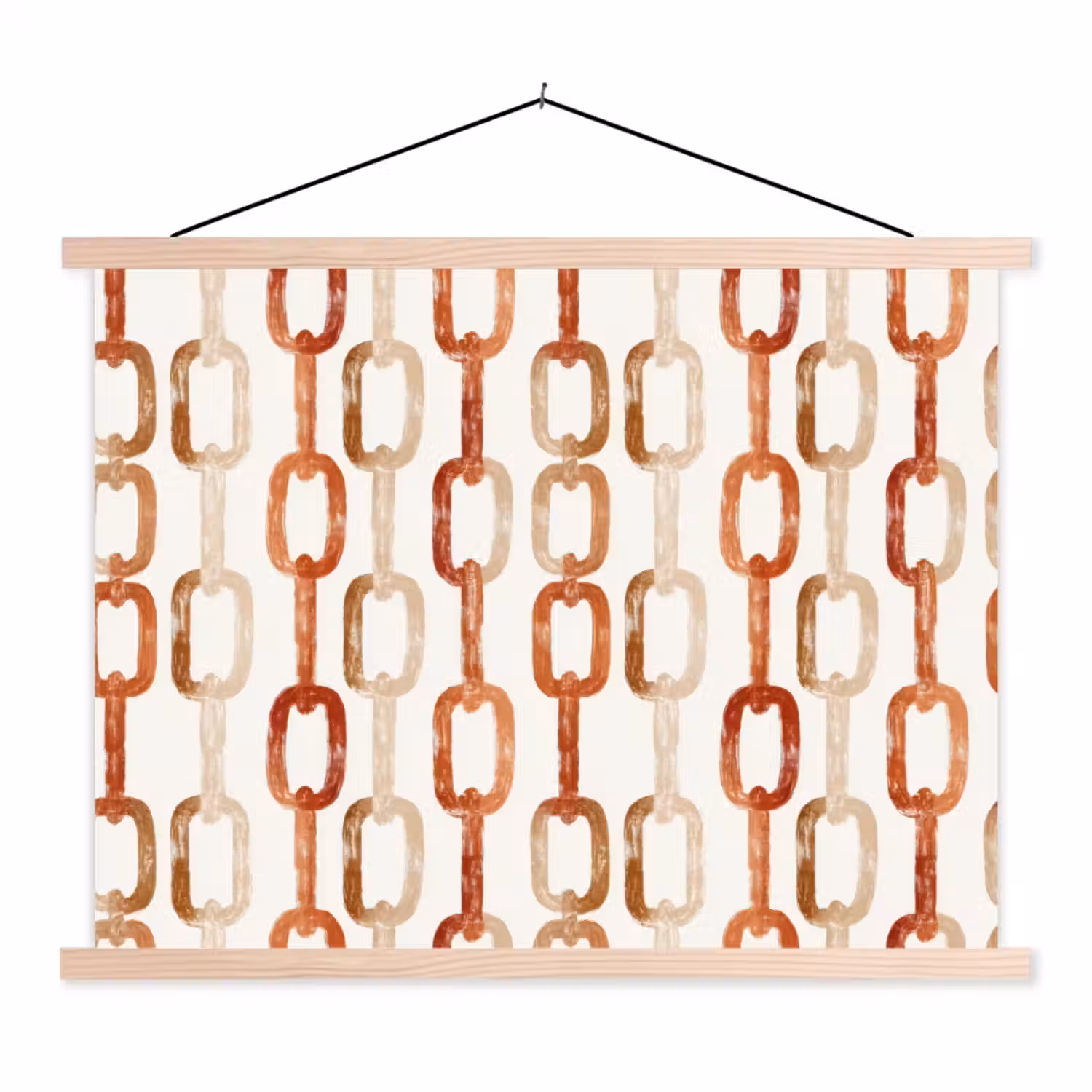 Schakels - Patroon - Aquarel - Terracotta textielposter latten blank klein 122 -3d