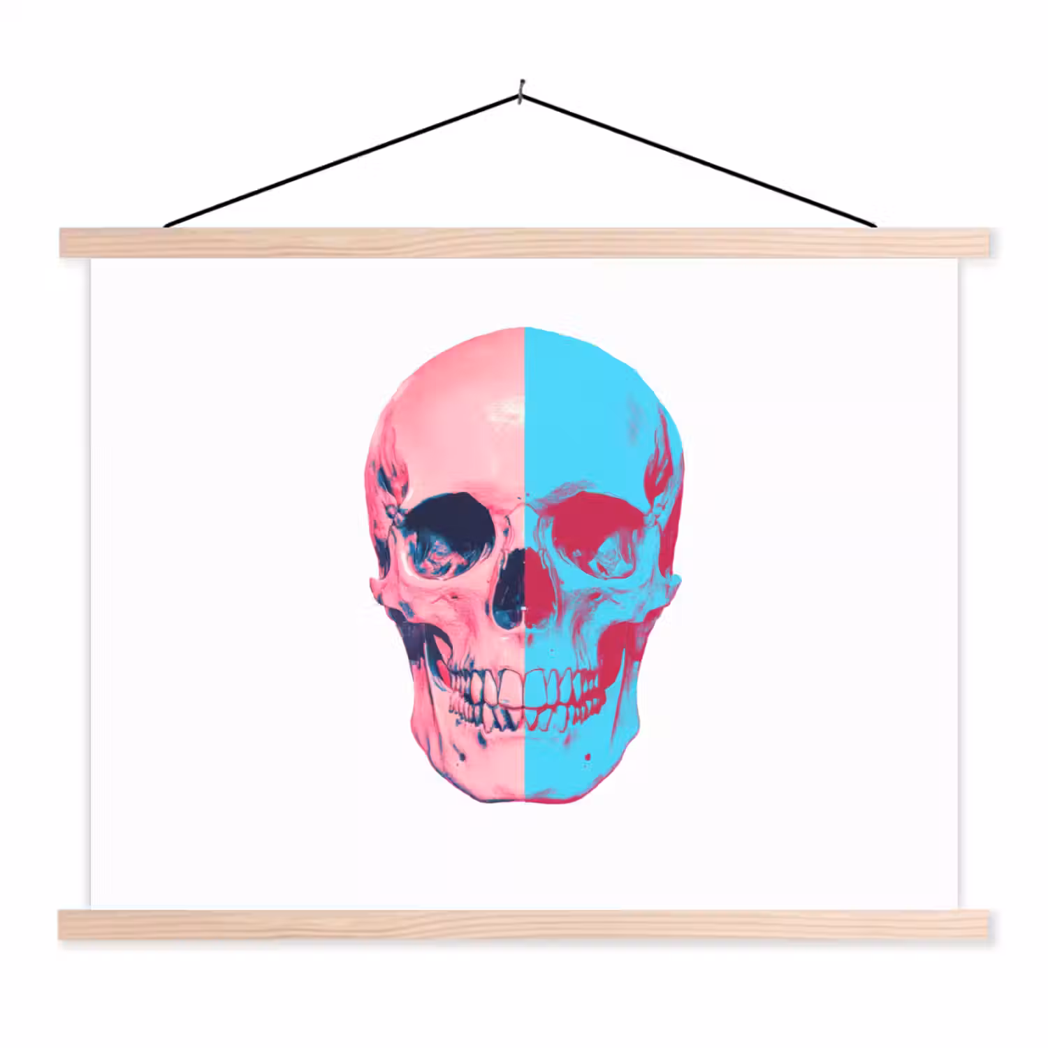 Schedel - Grafisch - Roze - Verdeeld textielposter latten blank klein -3d