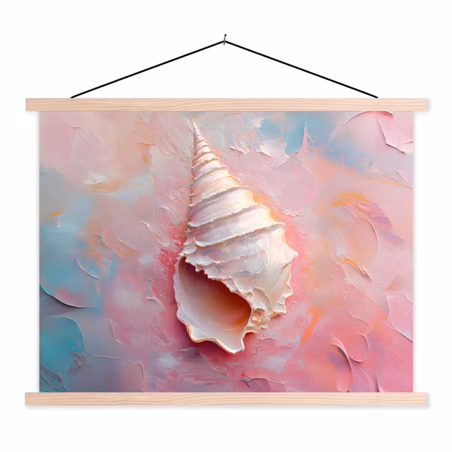 Schelp - Pastel - Pink textielposter latten blank klein -3d