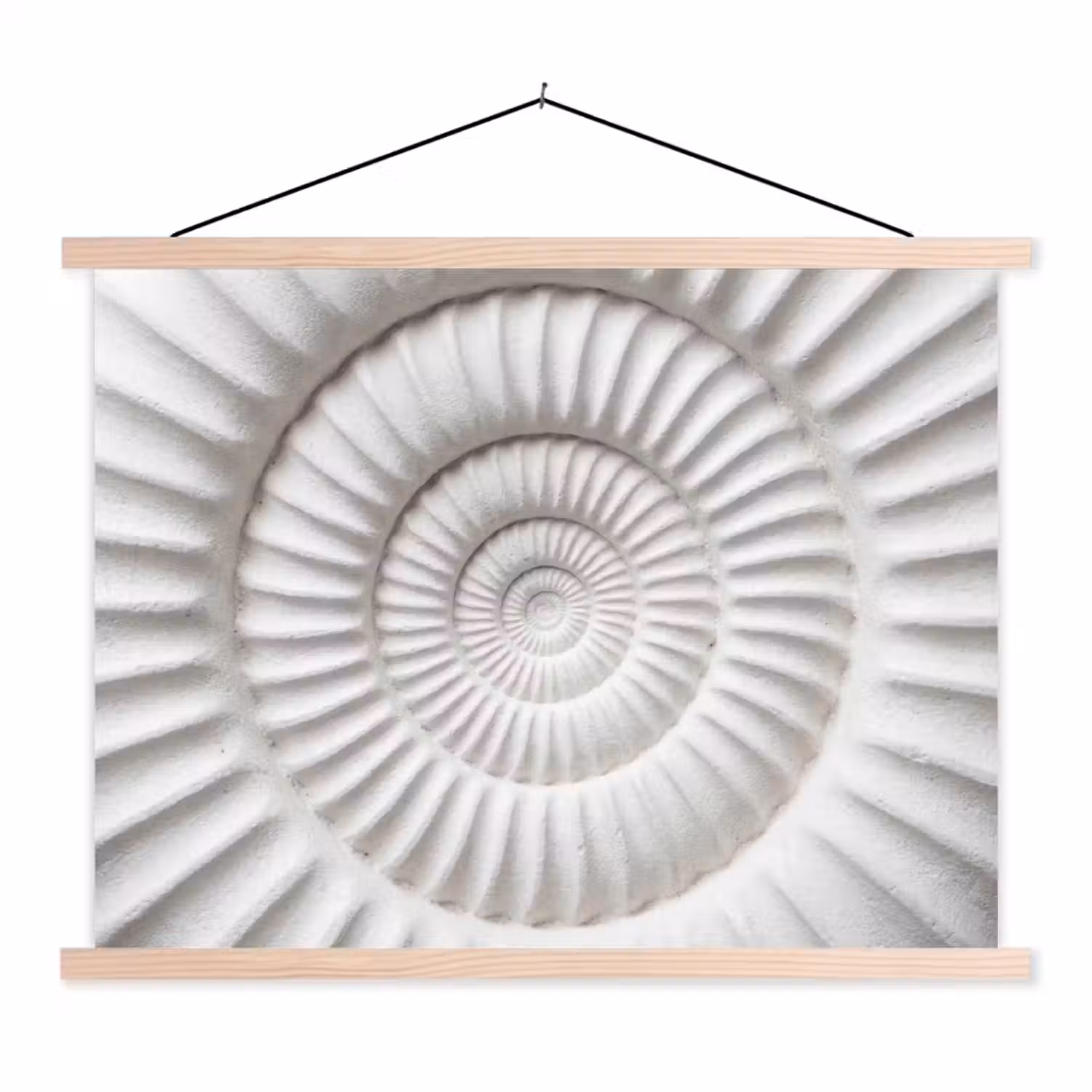 Schelp - Spiraal - Wit textielposter latten blank klein -3d