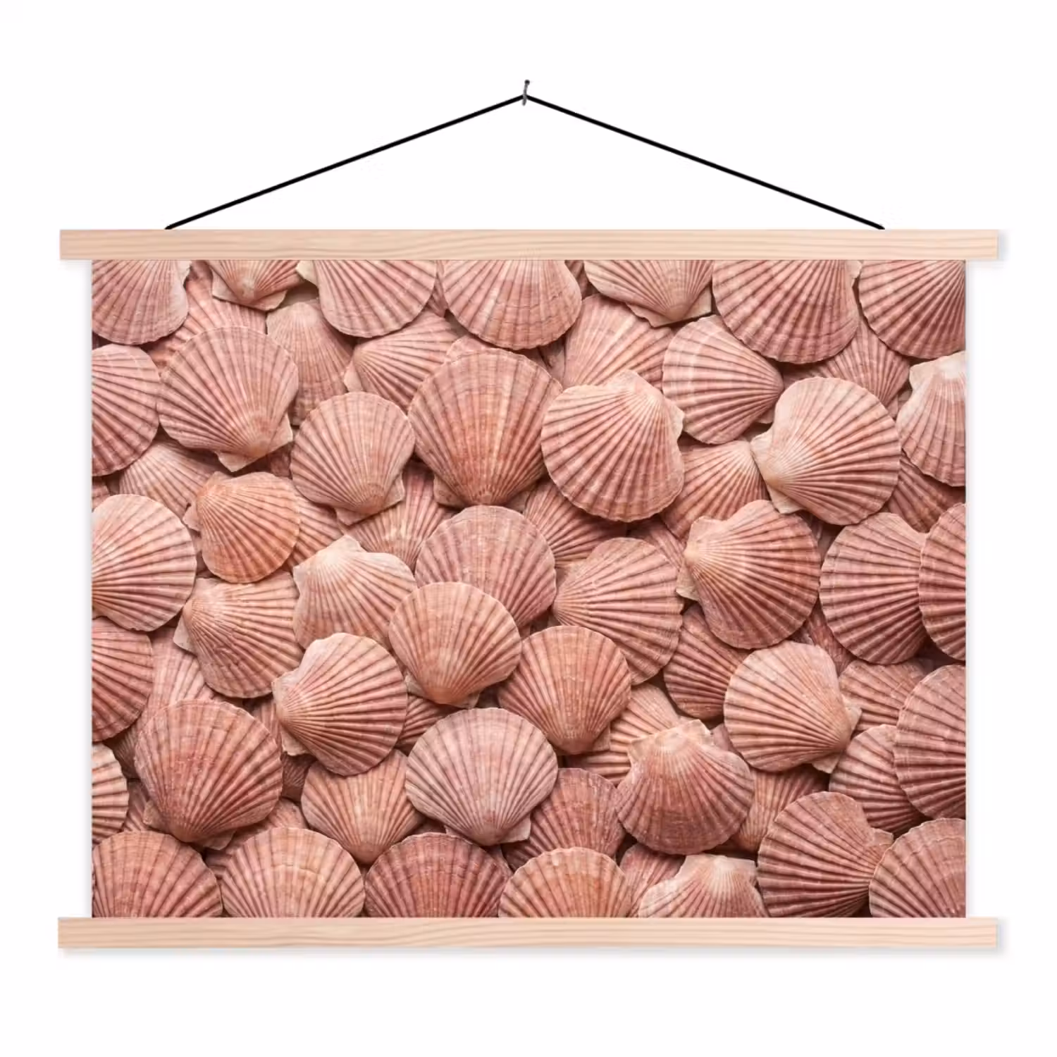Schelpen - Patroon - Roze textielposter latten blank klein -3d
