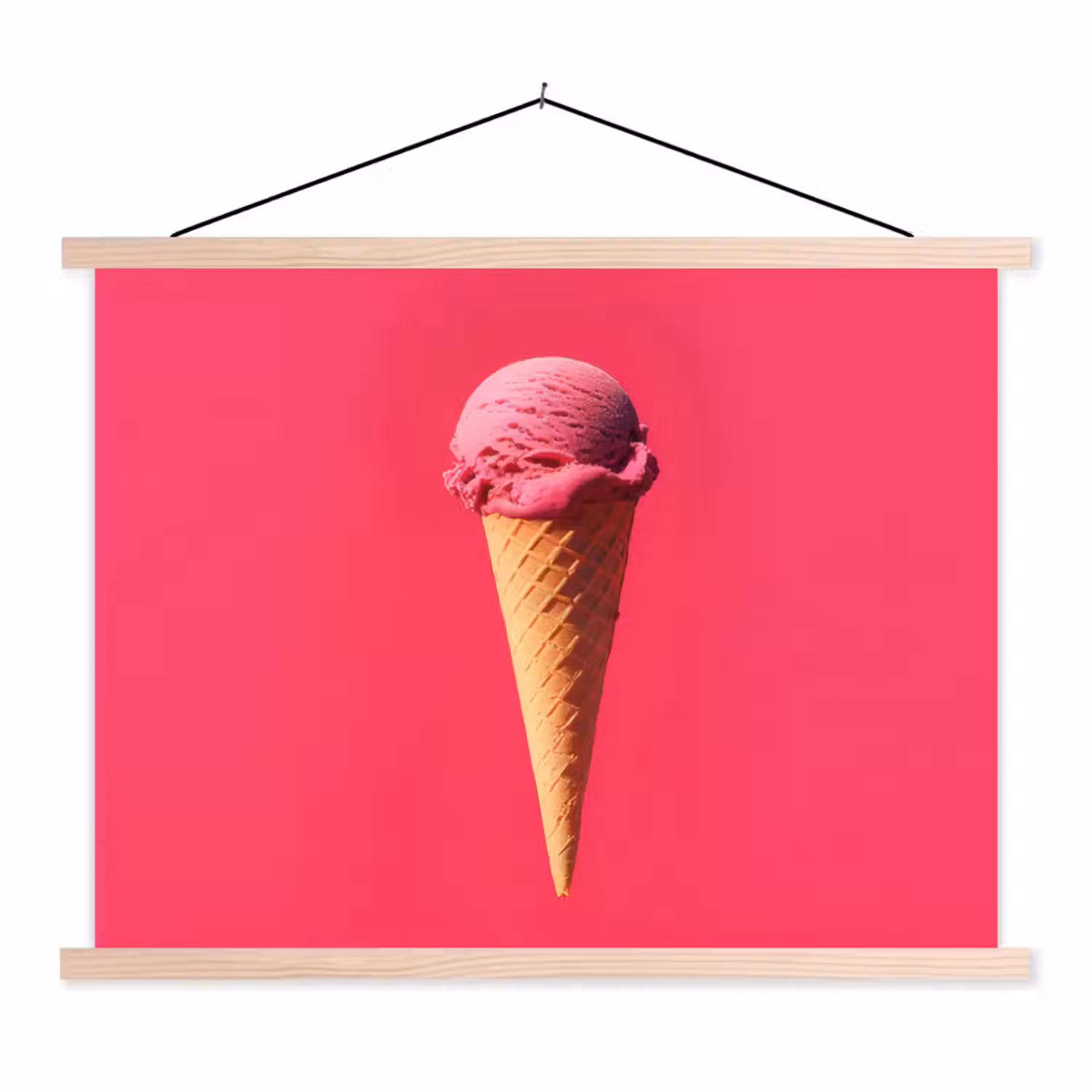 Schepijs - Roze - Hoorntje textielposter latten blank klein -3d