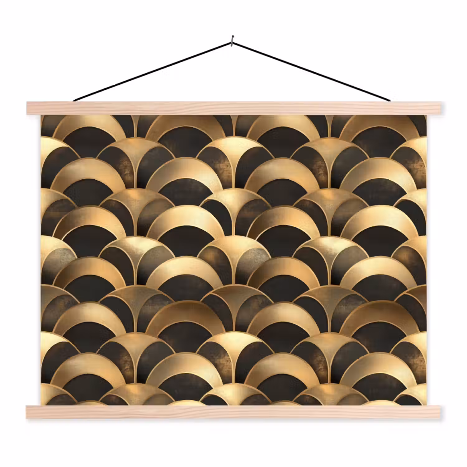 Schubben - Structuur - Goud textielposter latten blank klein 122 -3d