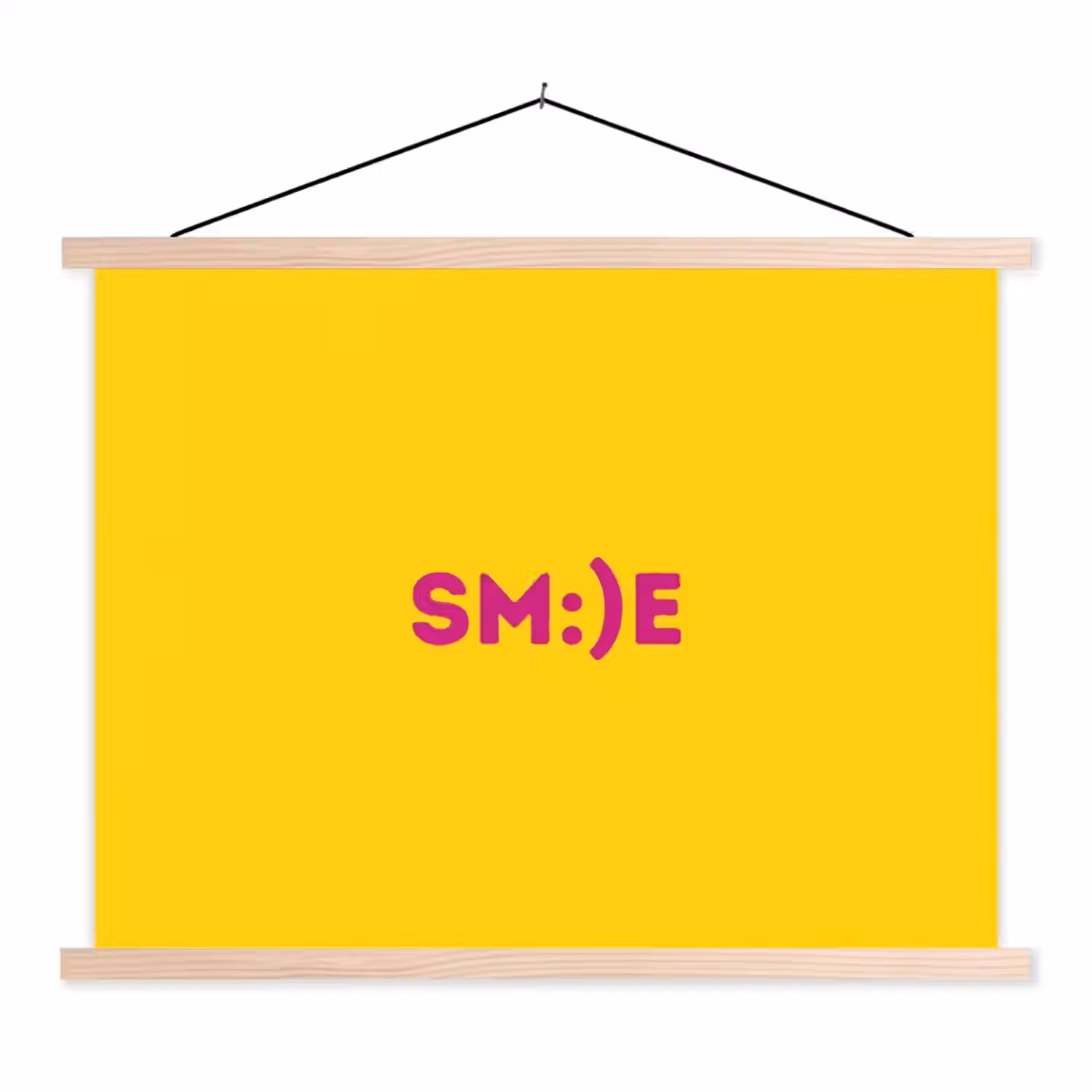 Smile - Roze - Geel textielposter latten blank klein -3d