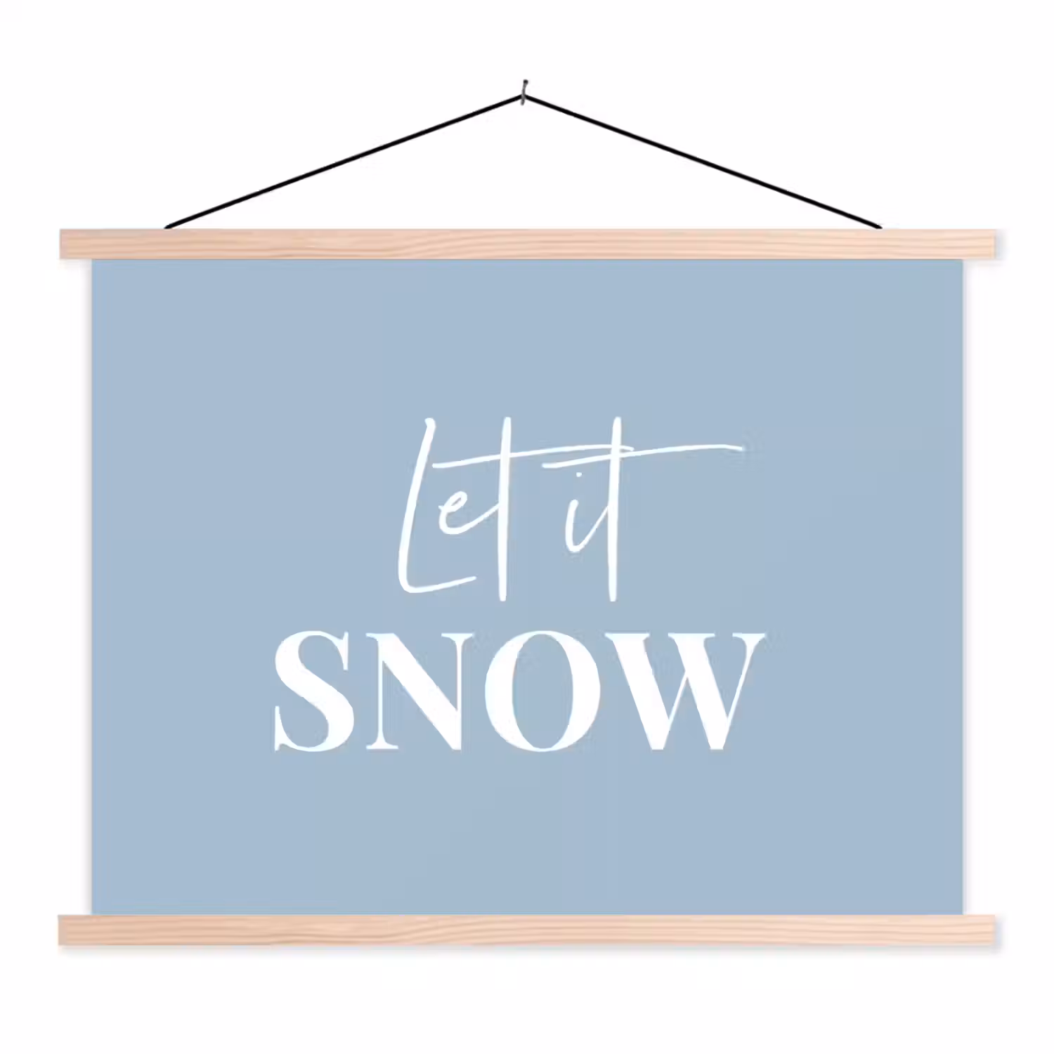Sneeuw - Winter - Blauw - Let it snow textielposter latten blank klein -3d