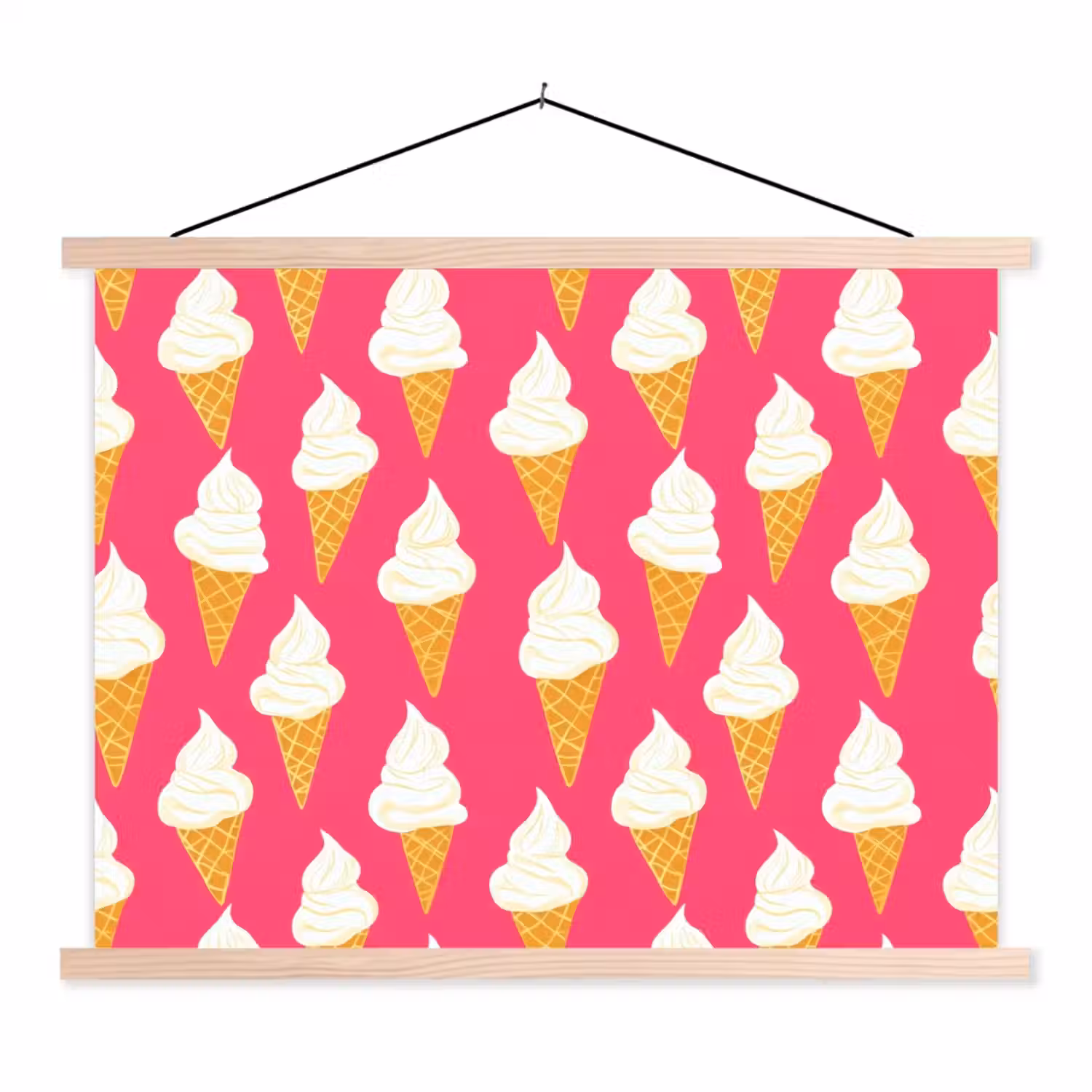 Softijs - Horentje - Roze textielposter latten blank klein 122 -3d
