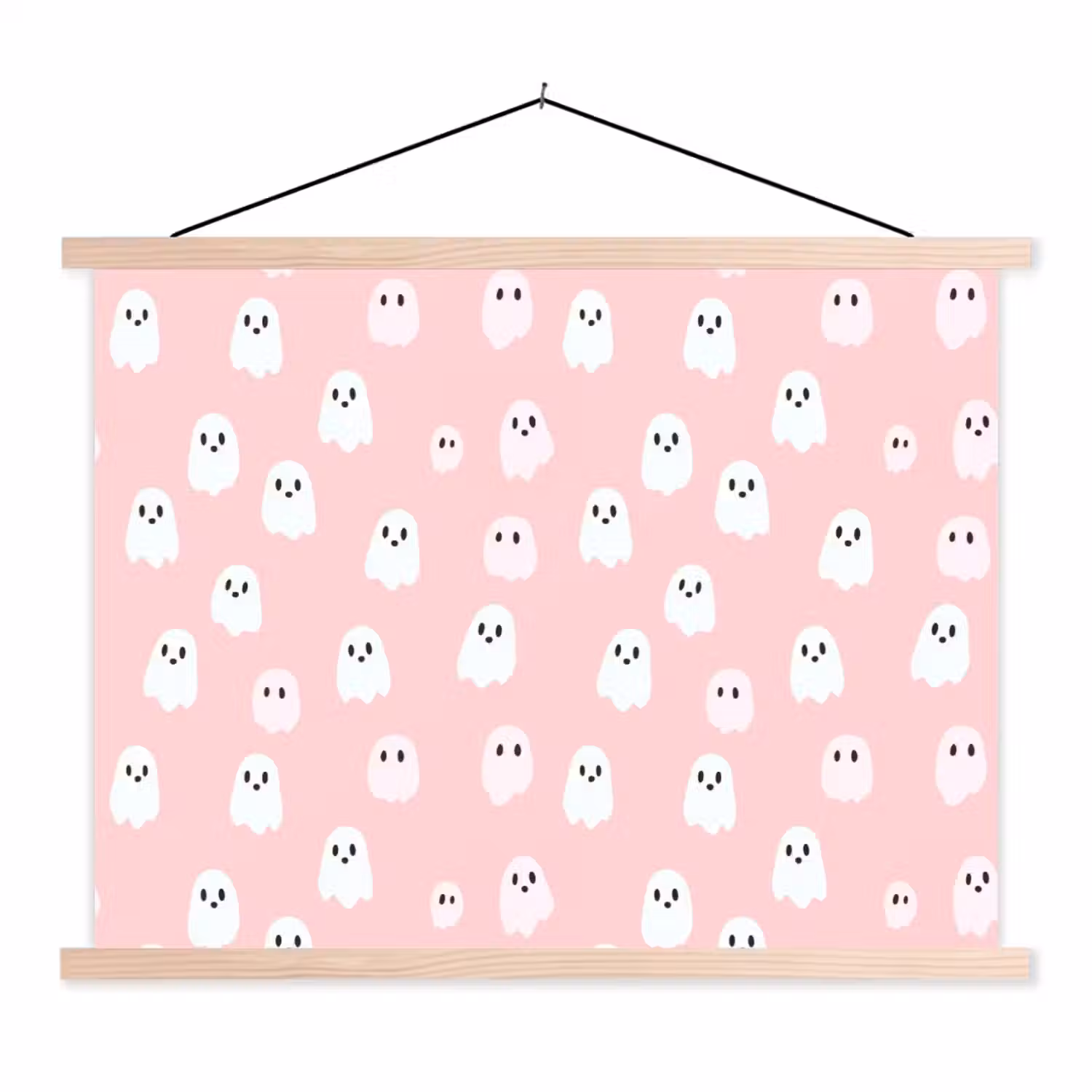 Spookjes - Patroon - Roze textielposter latten blank klein 122 -3d