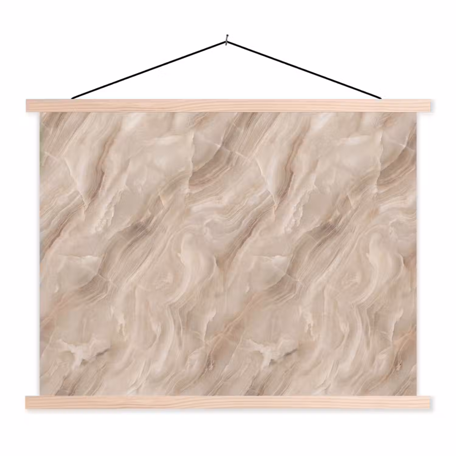 Steen - Golvend - Abstract - Beige textielposter latten blank klein -3d
