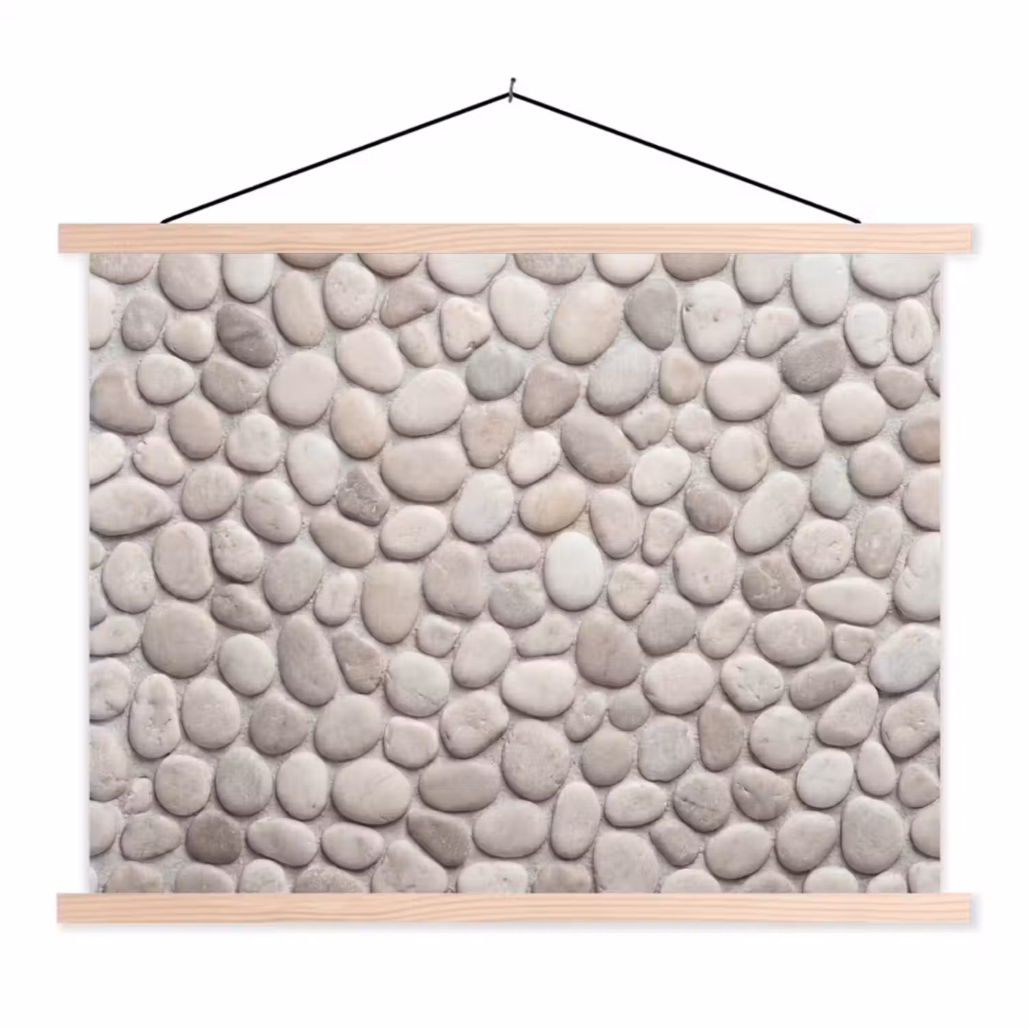 Steen - Kiezel - Natuur - Minimalistisch - Beige textielposter latten blank klein -3d