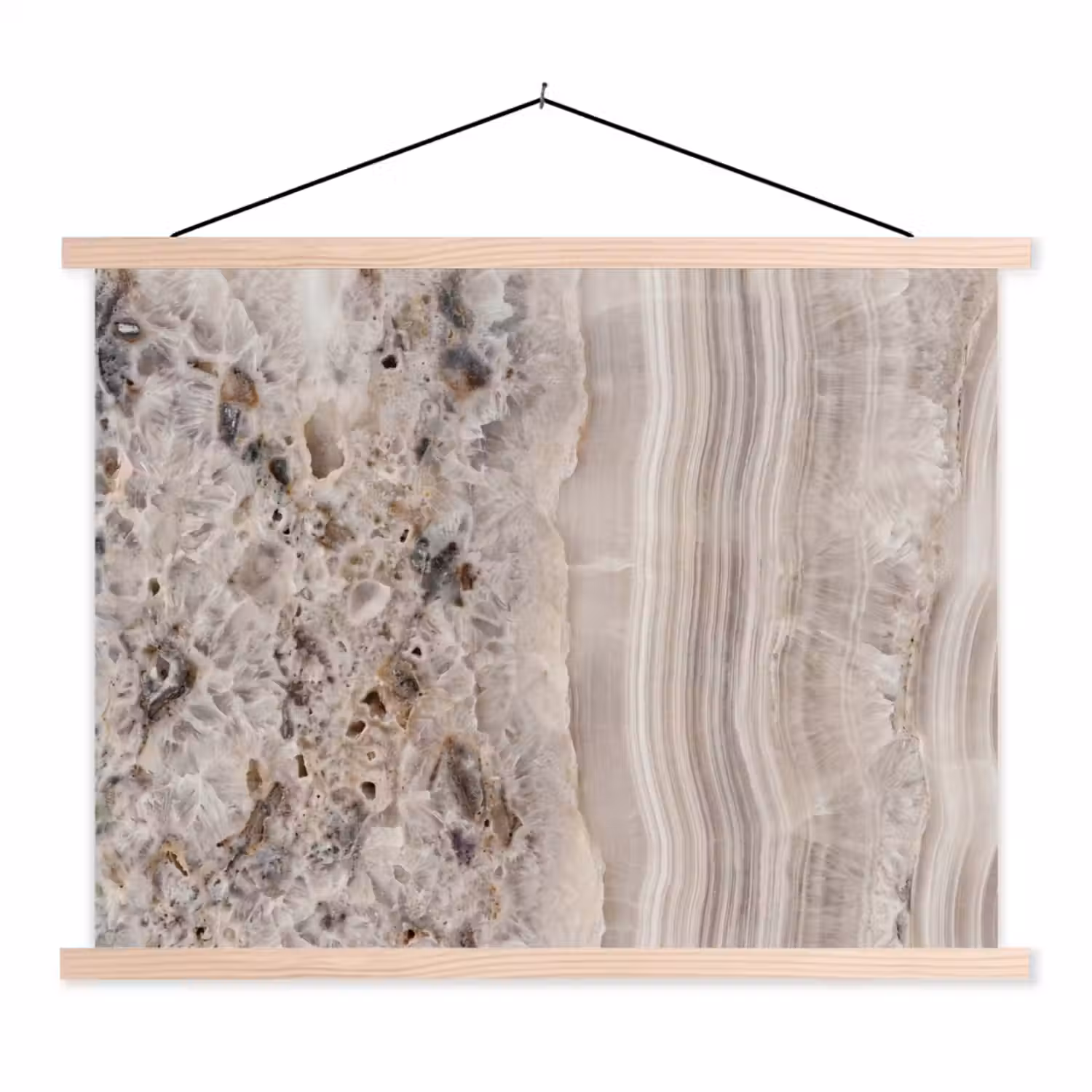 Steen - Textuur - Abstract - Beige - Wit textielposter latten blank klein -3d