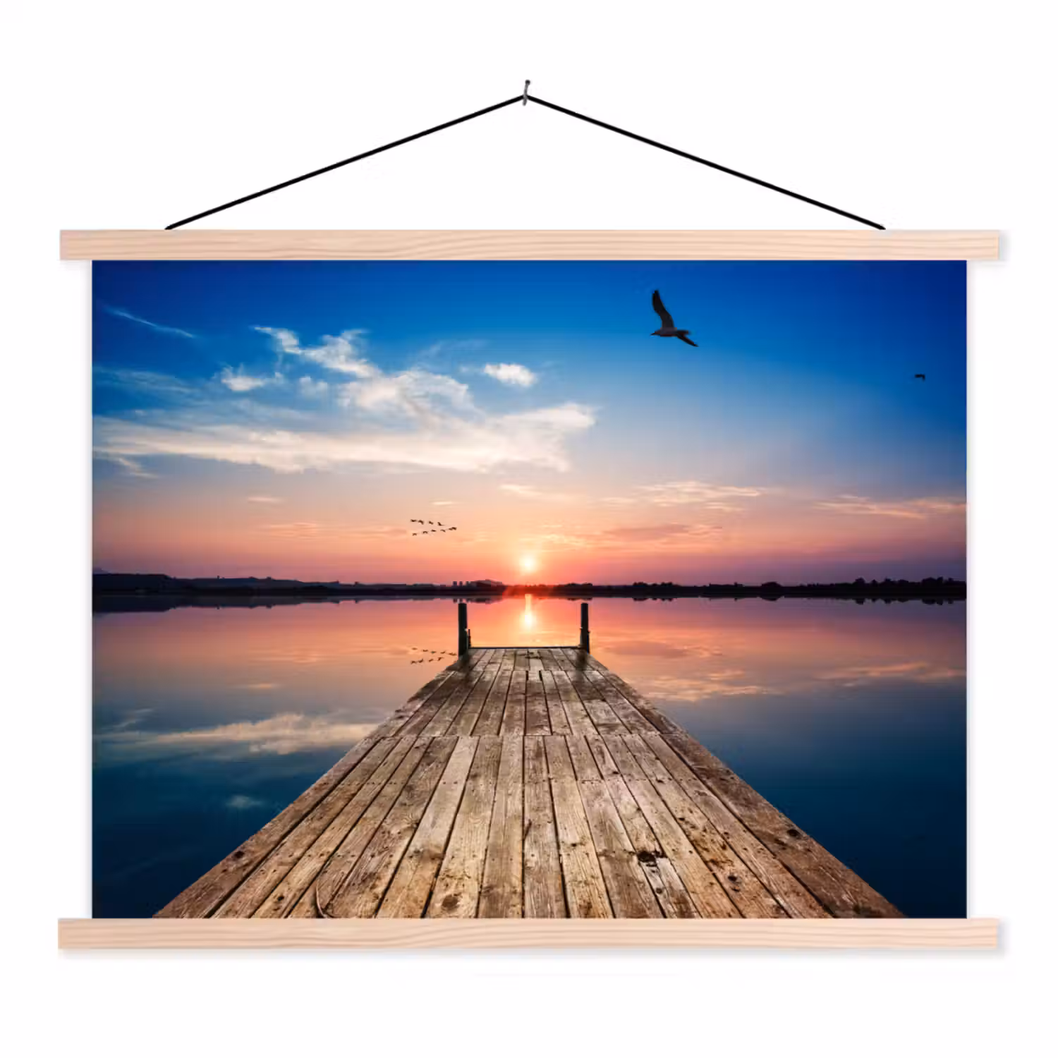 Steiger - Water - Zonsondergang - Roze - Horizon textielposter latten blank klein -3d