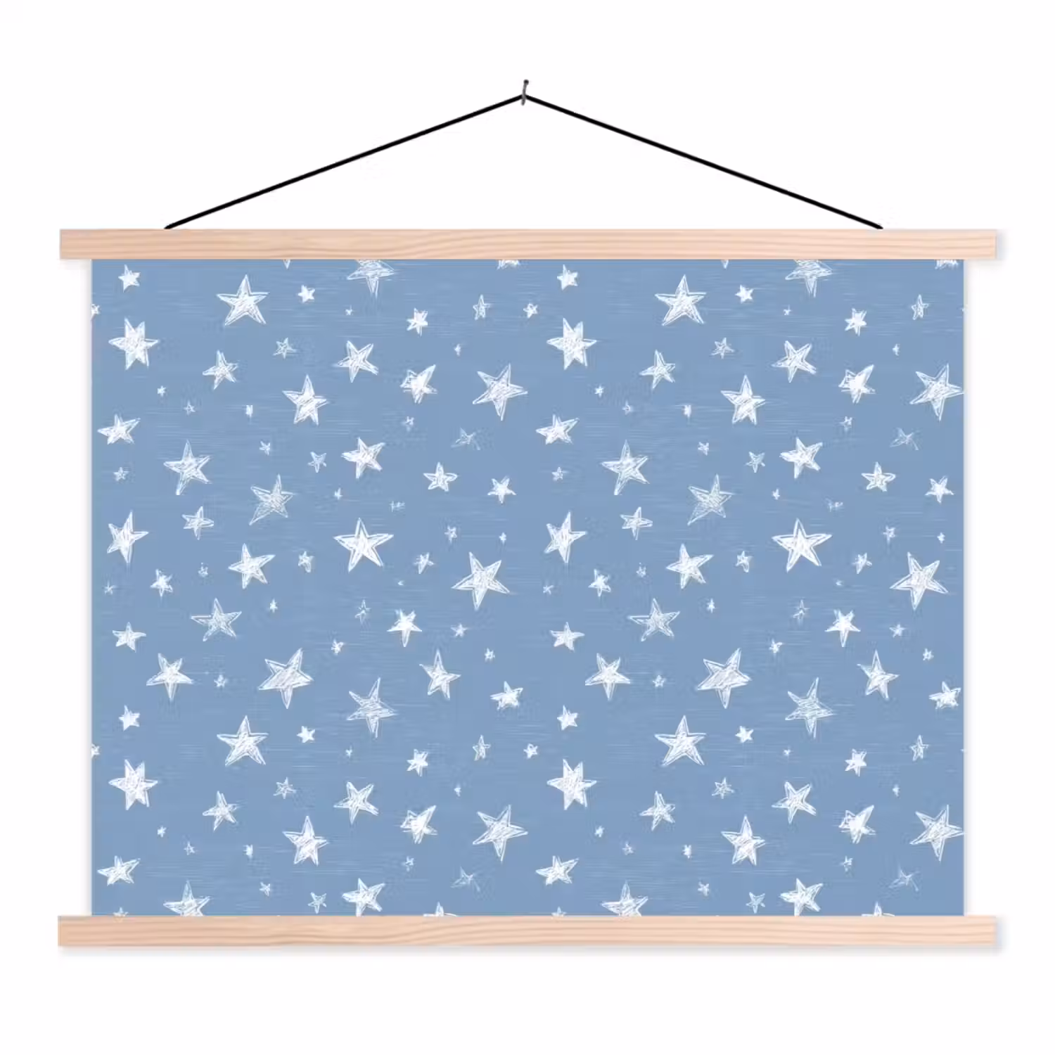 Sterretjes - Patroon - Blauw textielposter latten blank klein 122 -3d