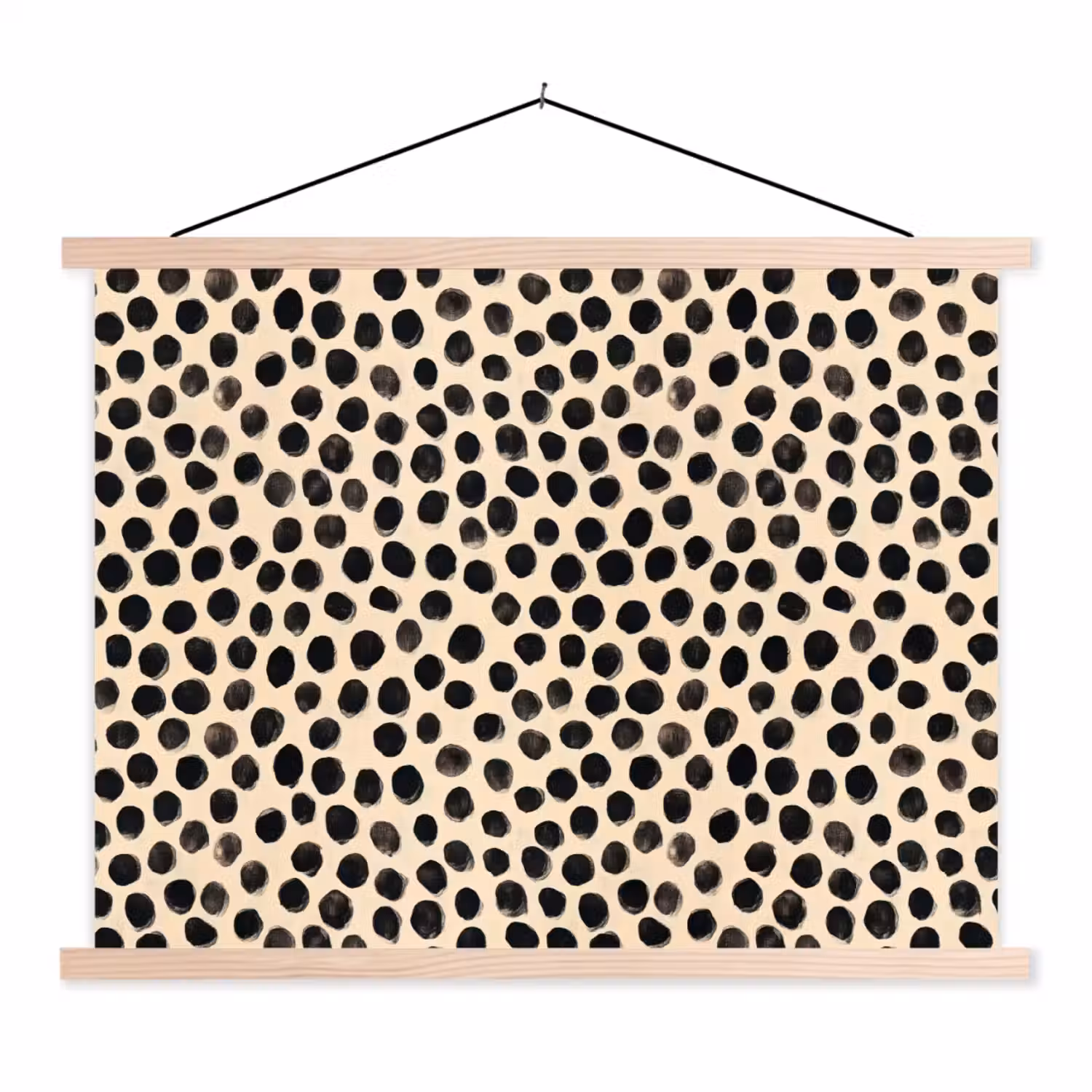 Stippen - Patroon - Zwart textielposter latten blank klein 122 -3d