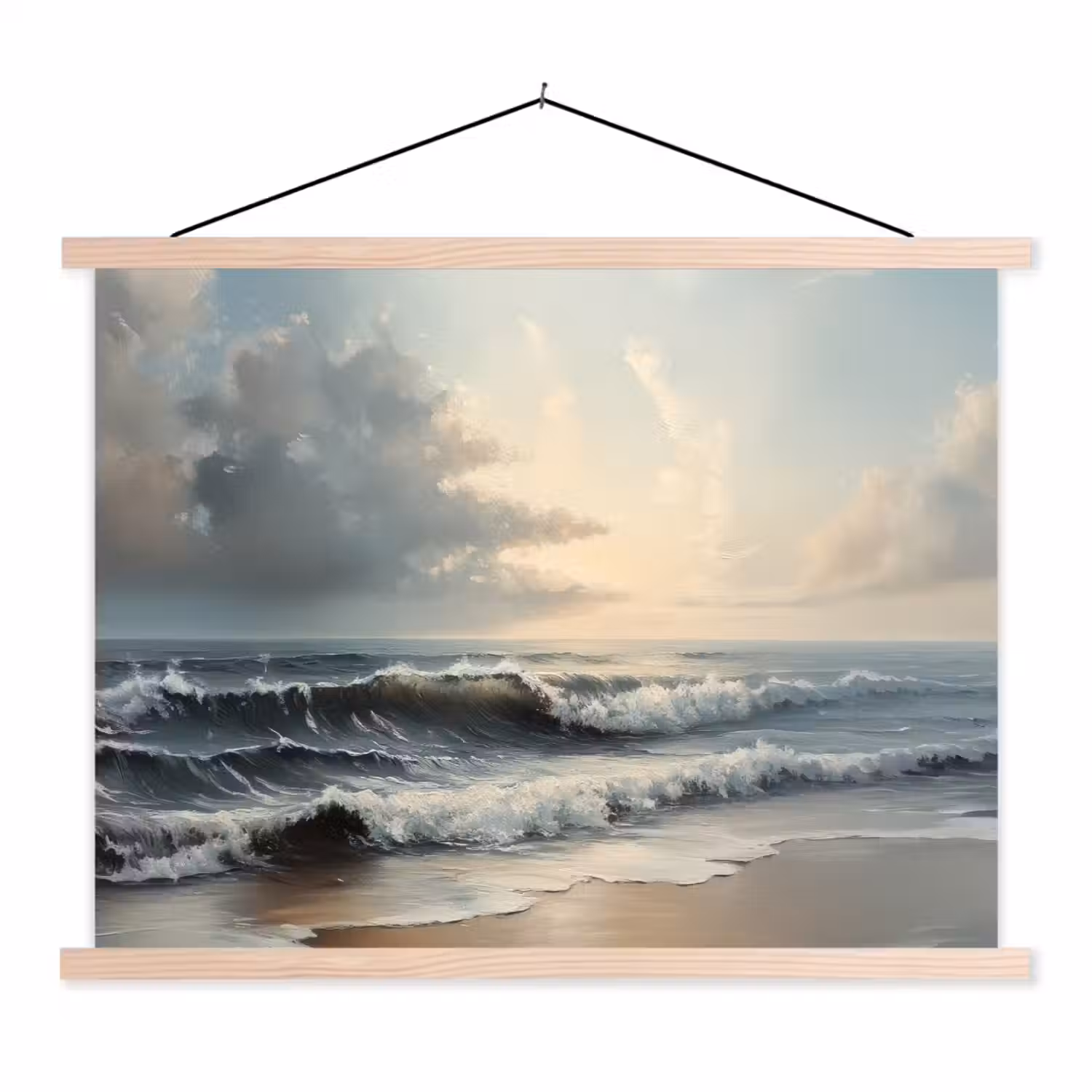 Strand - Zee - Zonsondergang textielposter latten blank klein -3d