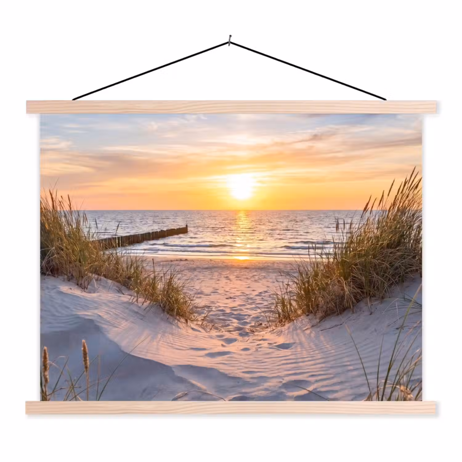 Strand - Zonsondergang - Natuur - Landschap textielposter latten blank klein -3d