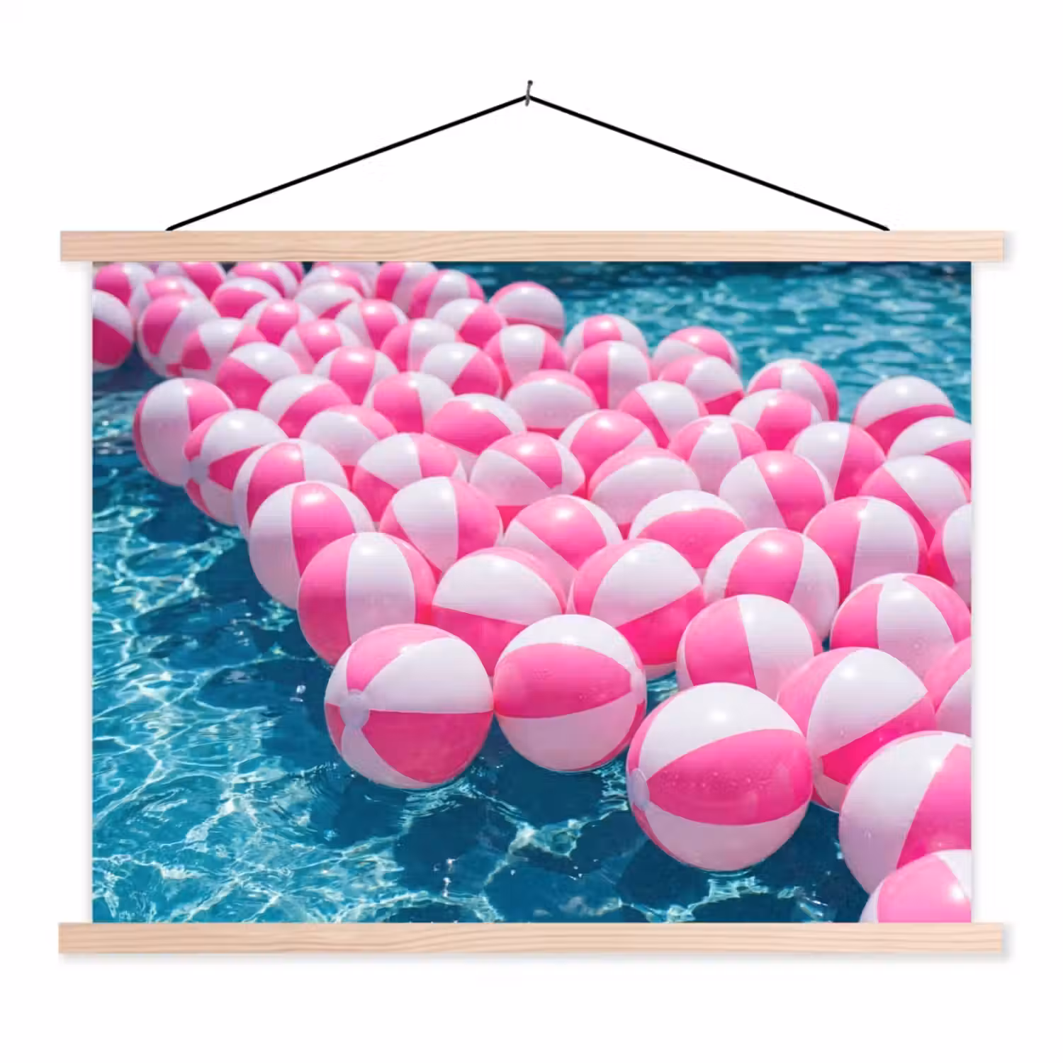 Strandballen - Roze - Water textielposter latten blank klein -3d
