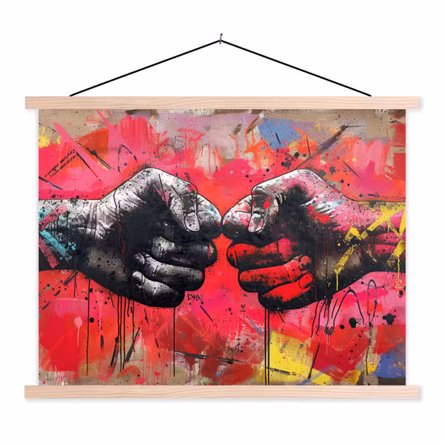 Street art - Handen - Graffiti - Kunst - Banksy textielposter latten blank klein -3d