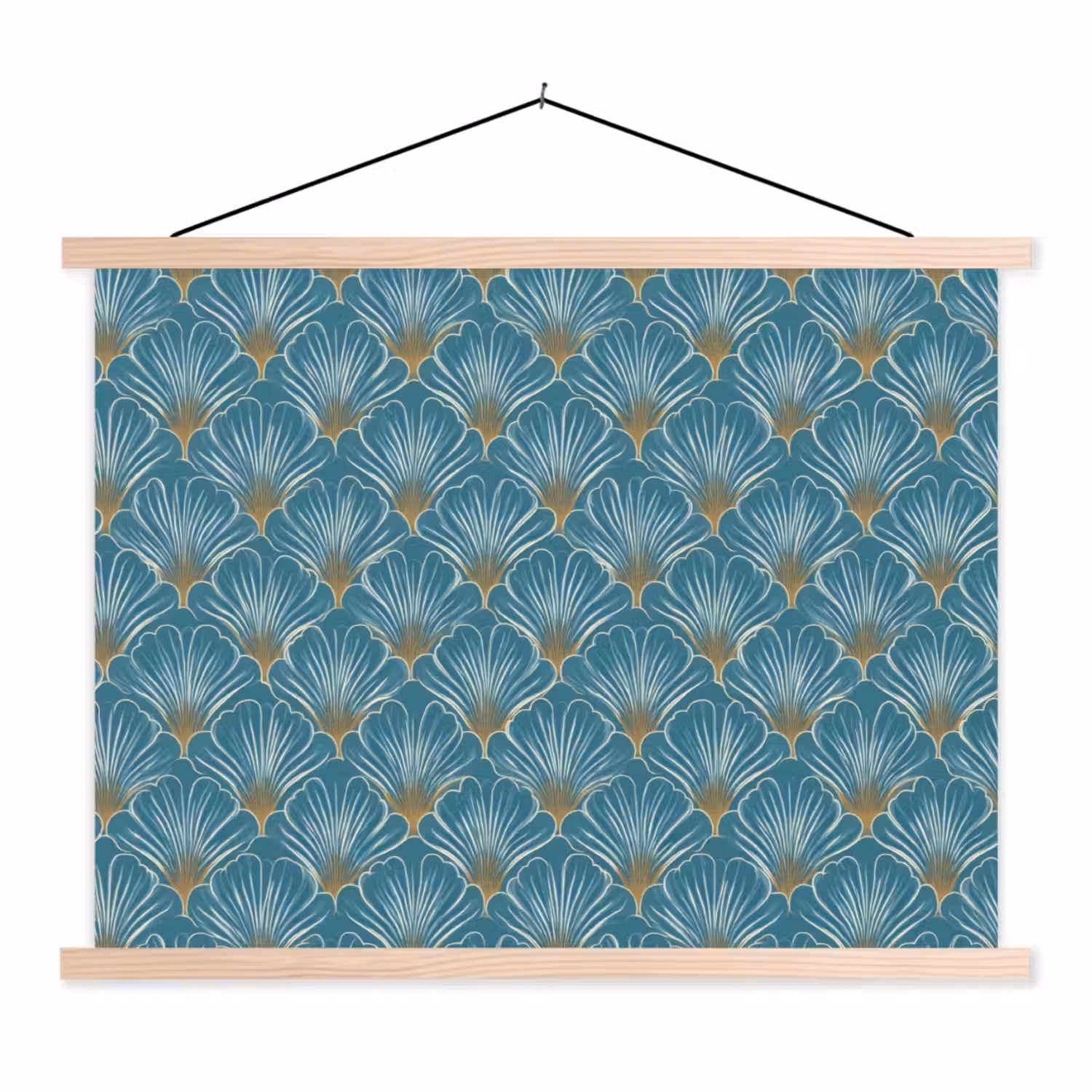 Symmetrisch - Patroon - Blauw textielposter latten blank klein 122 -3d