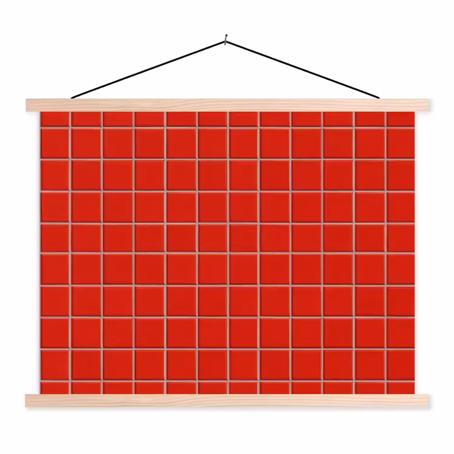 Tegel - Patroon - Kersen - Rood textielposter latten blank klein 122 -3d