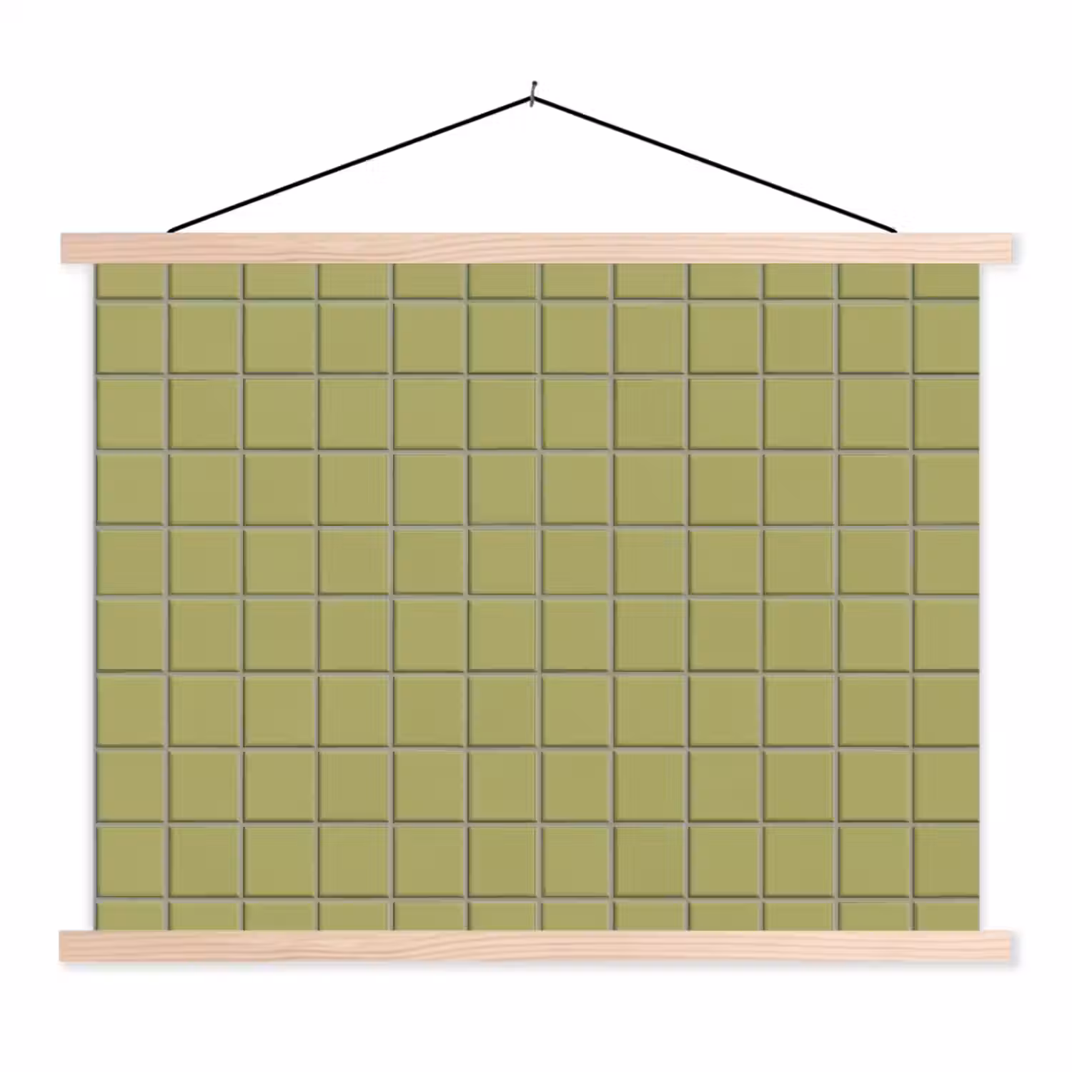 Tegel - Patroon - Olijfgroen textielposter latten blank klein 122 -3d