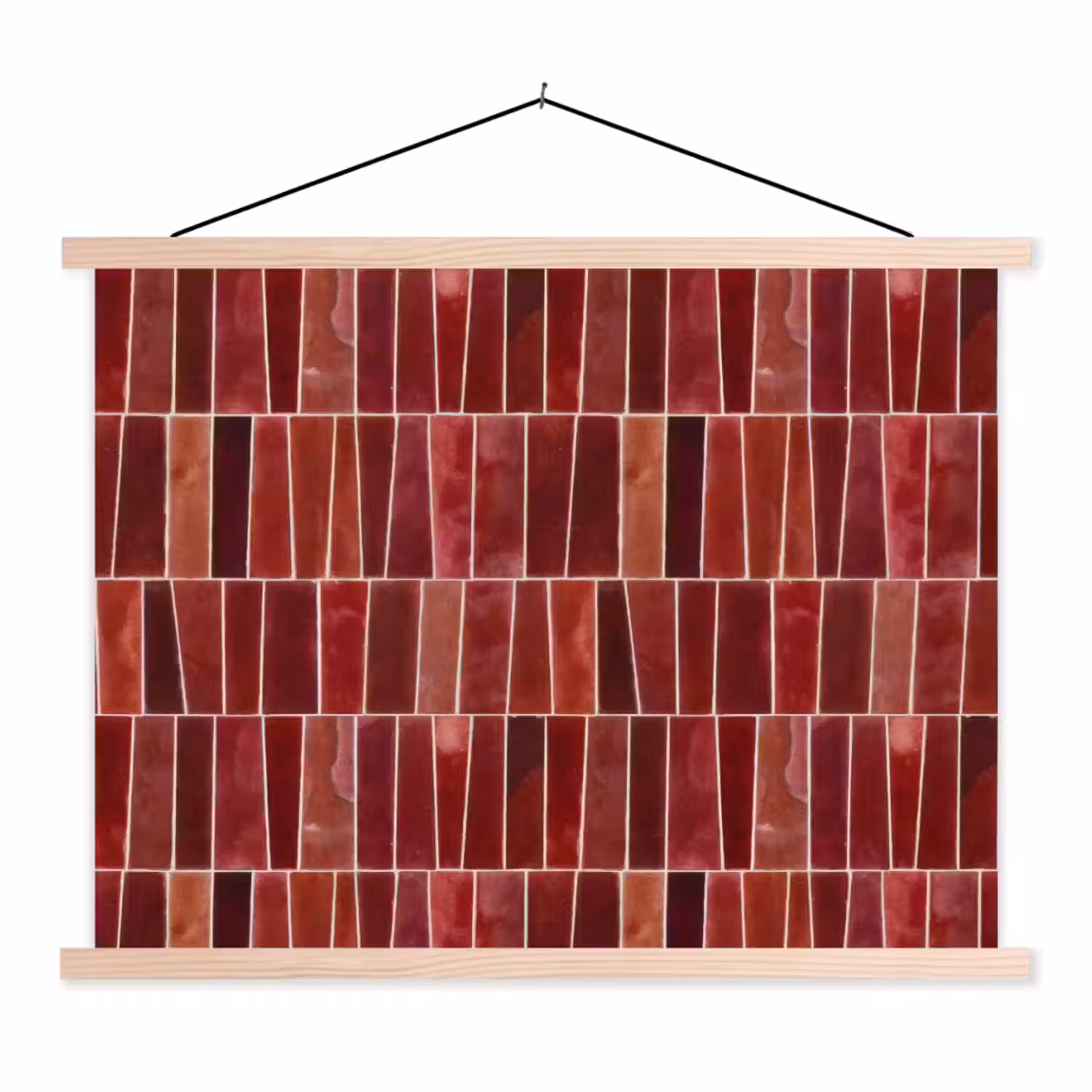 Tegels - Modern - Structuur - Dieprood textielposter latten blank klein 122 -3d