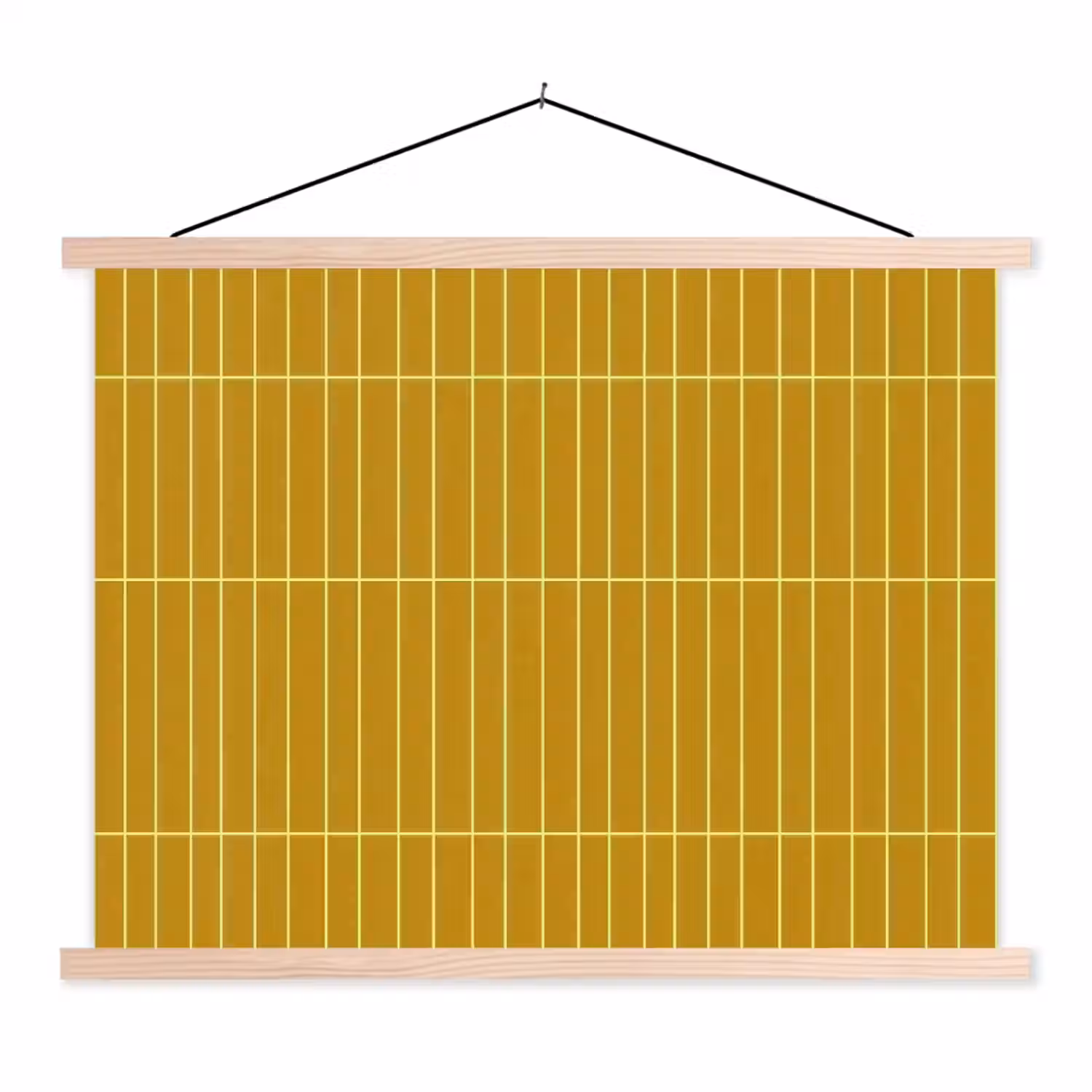 Tegels - Verticaal - Mosterdgeel textielposter latten blank klein 122 -3d