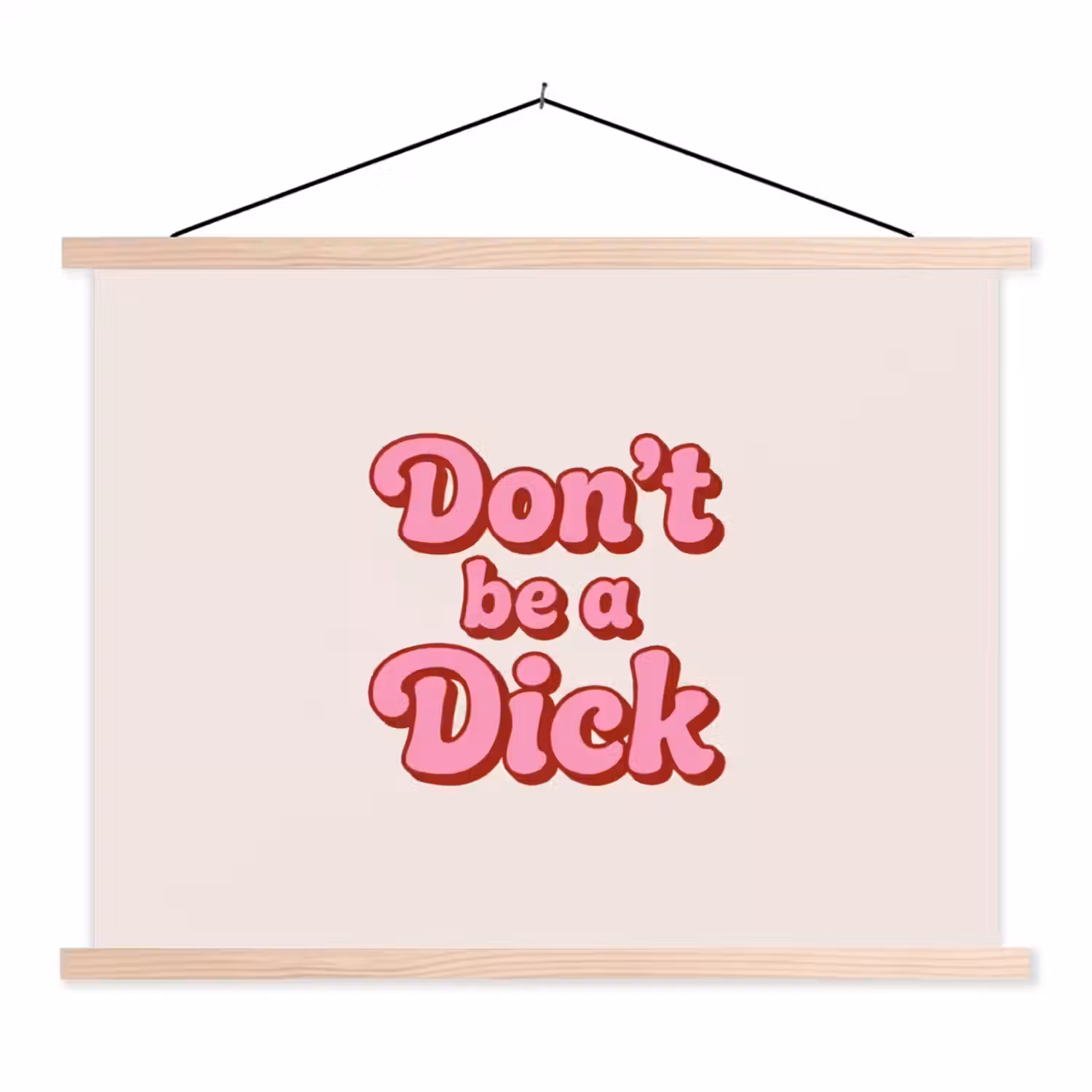 Tekst - Boodschap - Roze textielposter latten blank klein -3d
