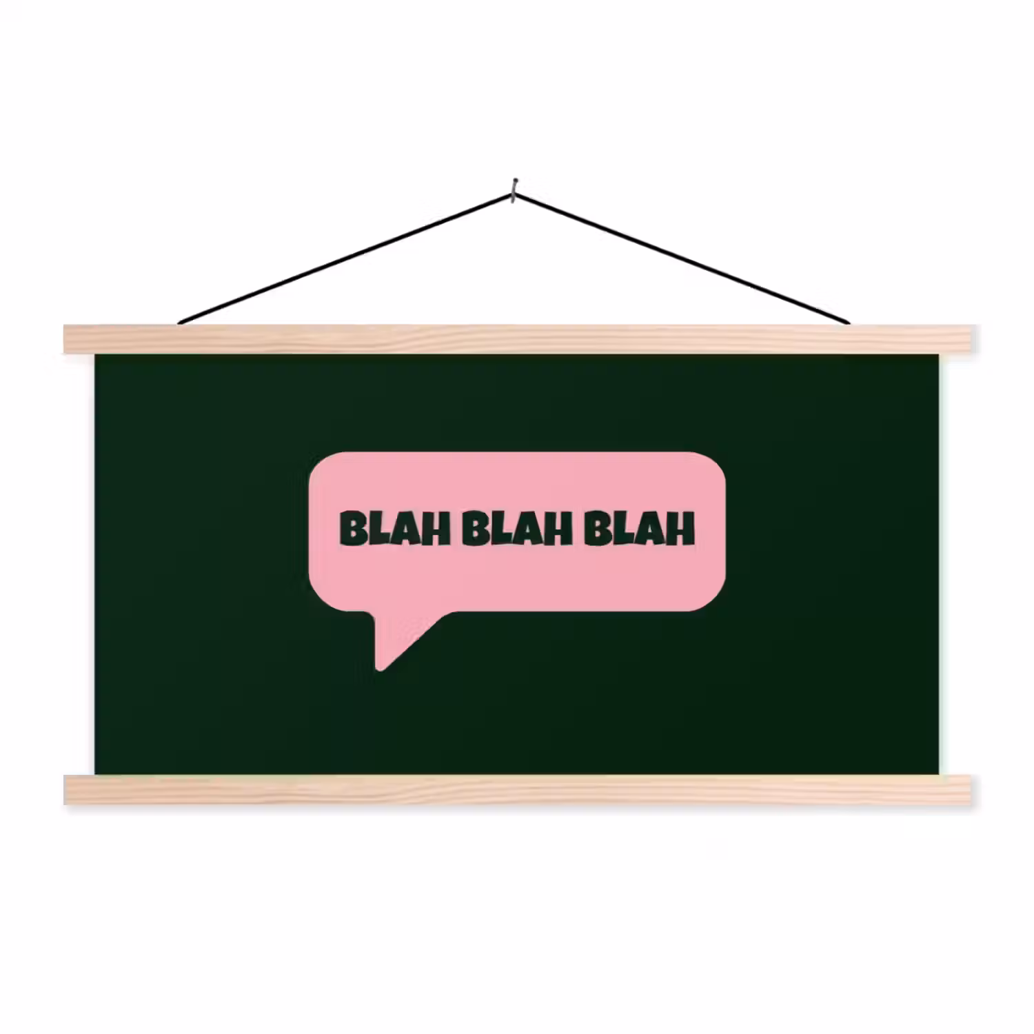 Tekstwolk - BLAH BLAH BLAH - Roze textielposter latten blank klein -3d