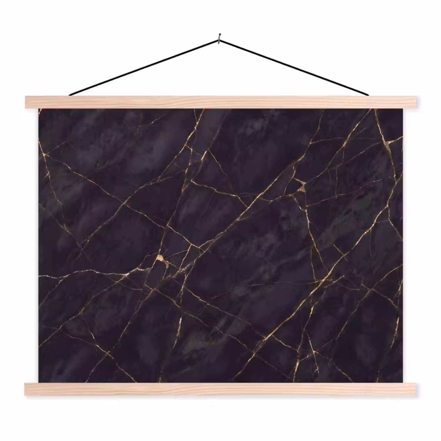 Textuur - Gouden lijnen - Abstract - Modern - Zwart textielposter latten blank klein -3d