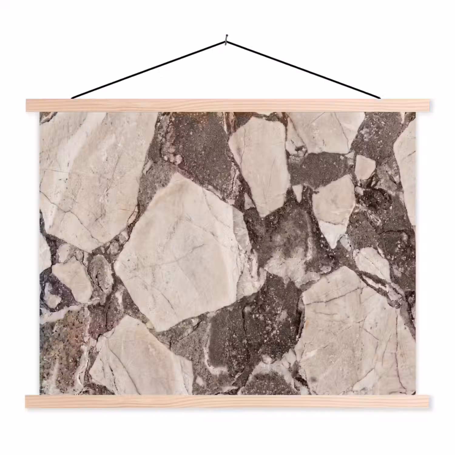 Textuur - Marmer - Abstract - Beige - Bruin textielposter latten blank klein -3d