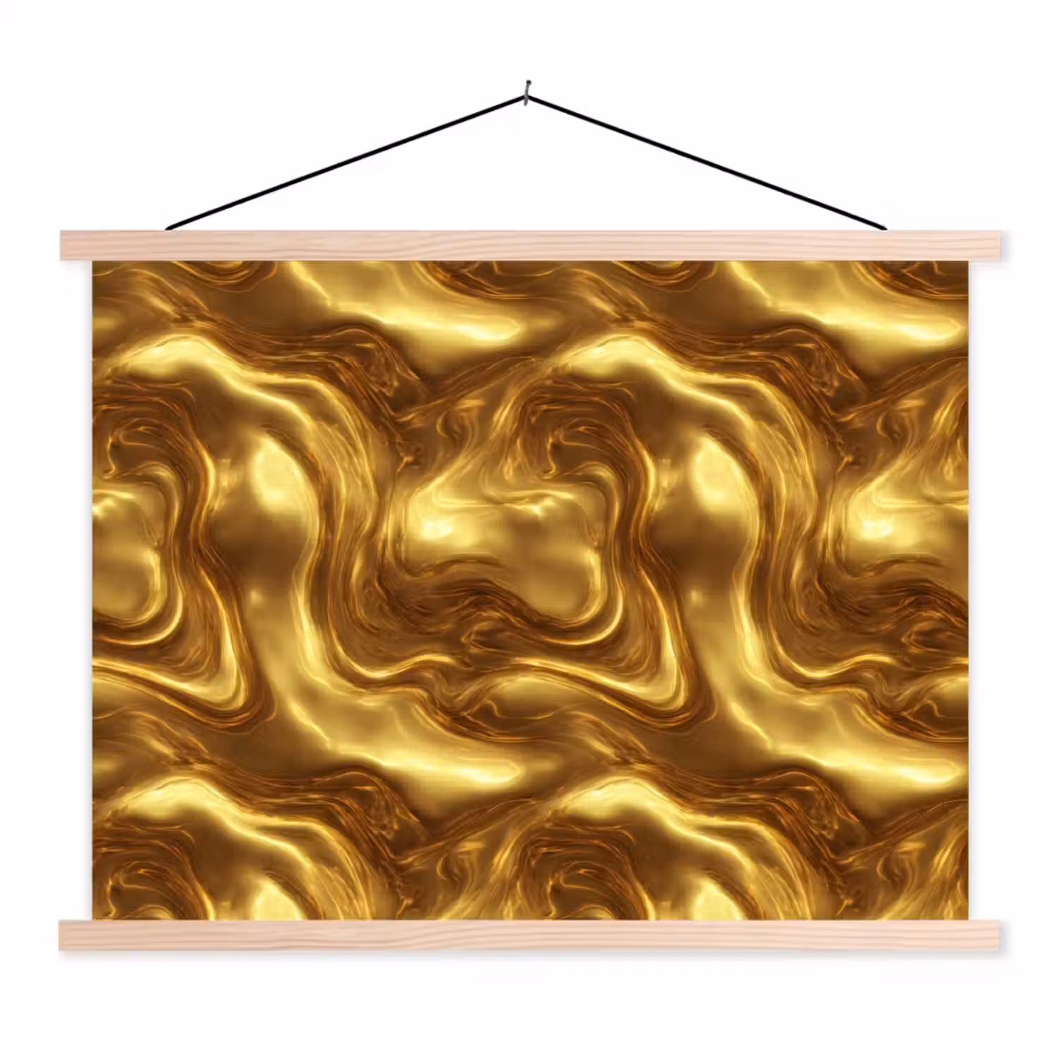 Textuur - Vloeibaar - Organisch - Goud textielposter latten blank klein 122 -3d
