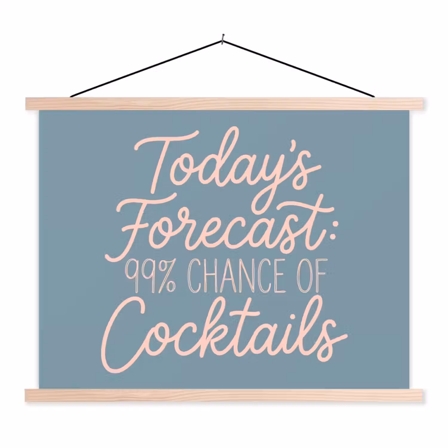 Today's Forecast - Cocktails - Blauw textielposter latten blank klein -3d