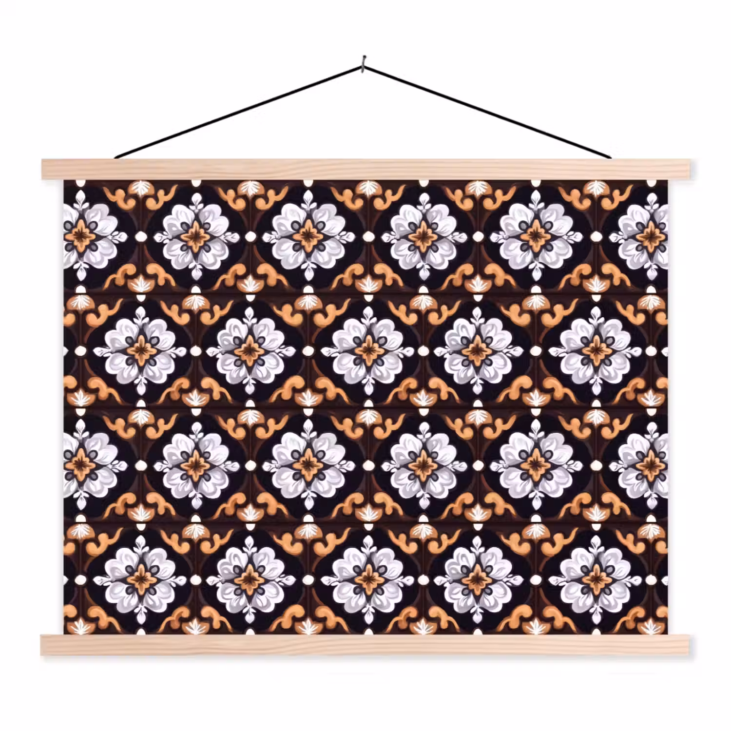 traditioneel - Element - Kleurrijk textielposter latten blank klein 122 -3d