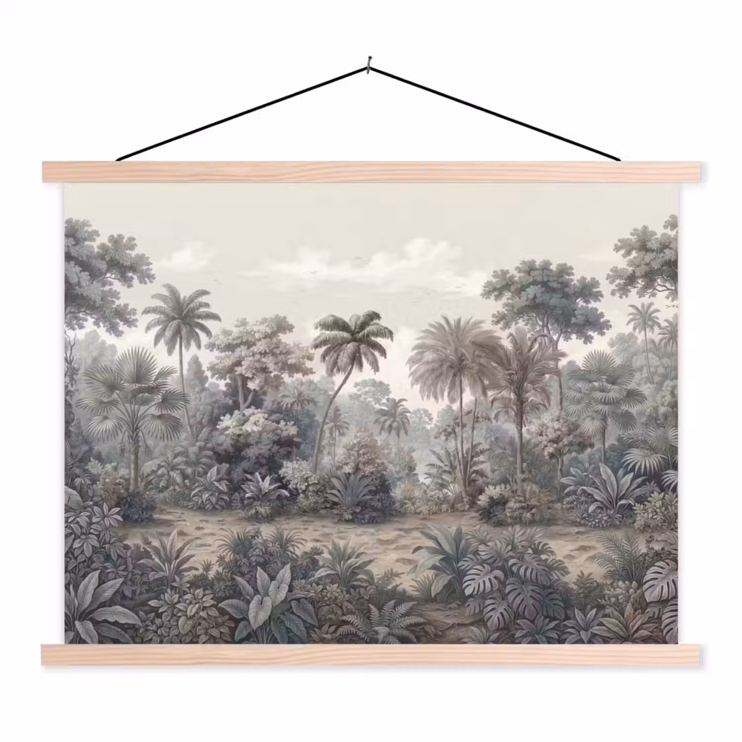 Tropisch - Landschap - Illustratie textielposter latten blank klein -3d