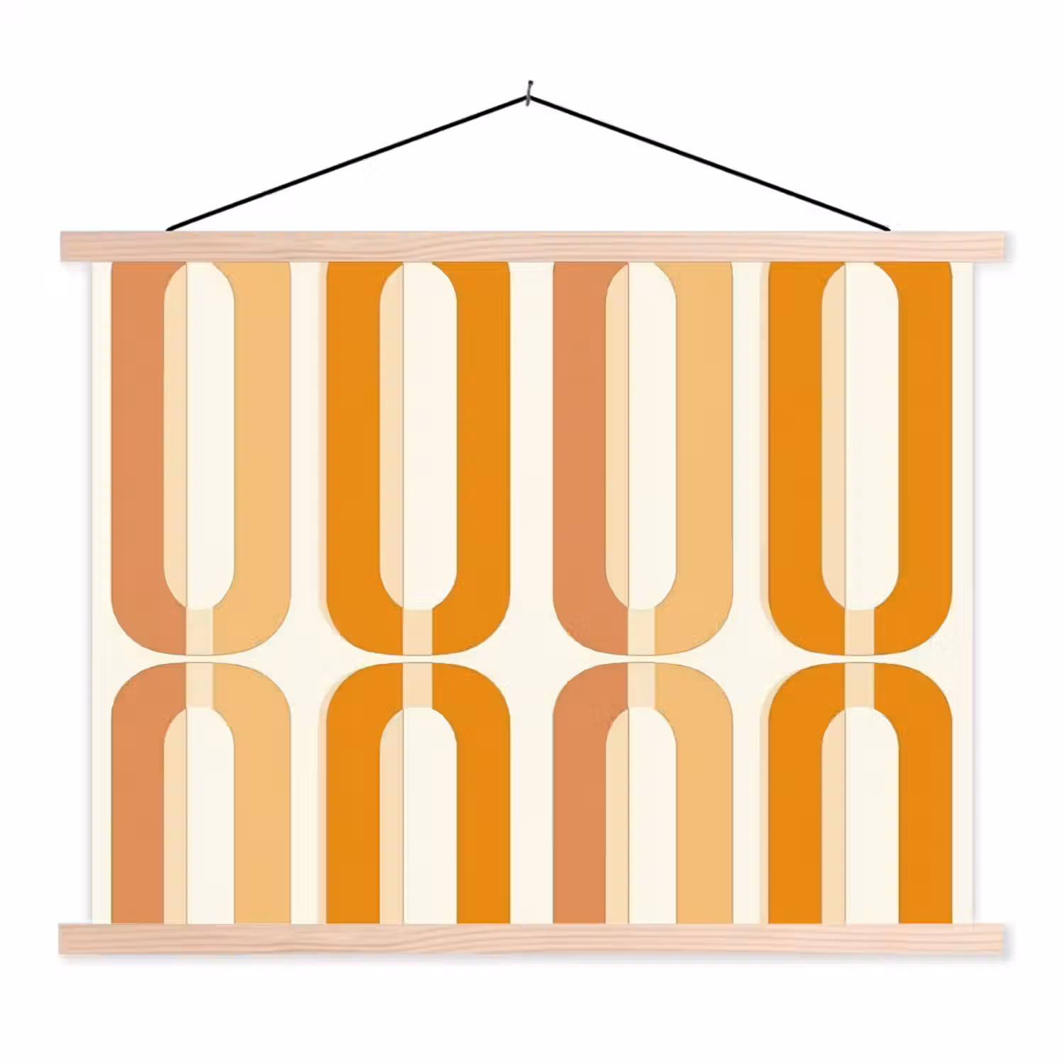 U-vorm - Retro - Oranje textielposter latten blank klein 122 -3d