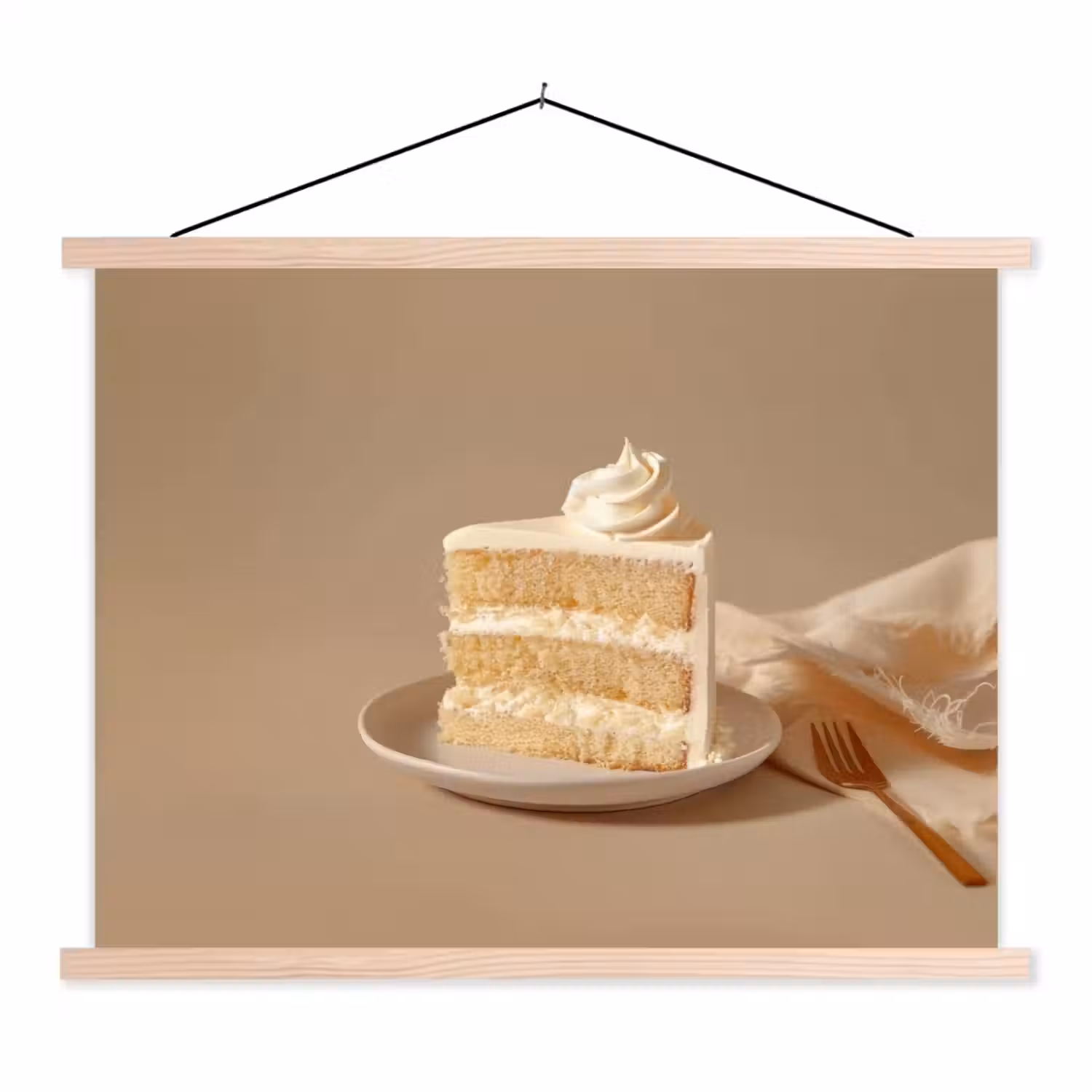 Vanilletaart - Cake - Romig textielposter latten blank klein -3d