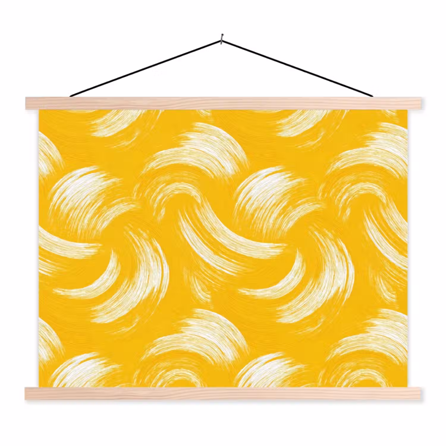Verfstreken - Abstract - Dynamisch - Geel textielposter latten blank klein 122 -3d
