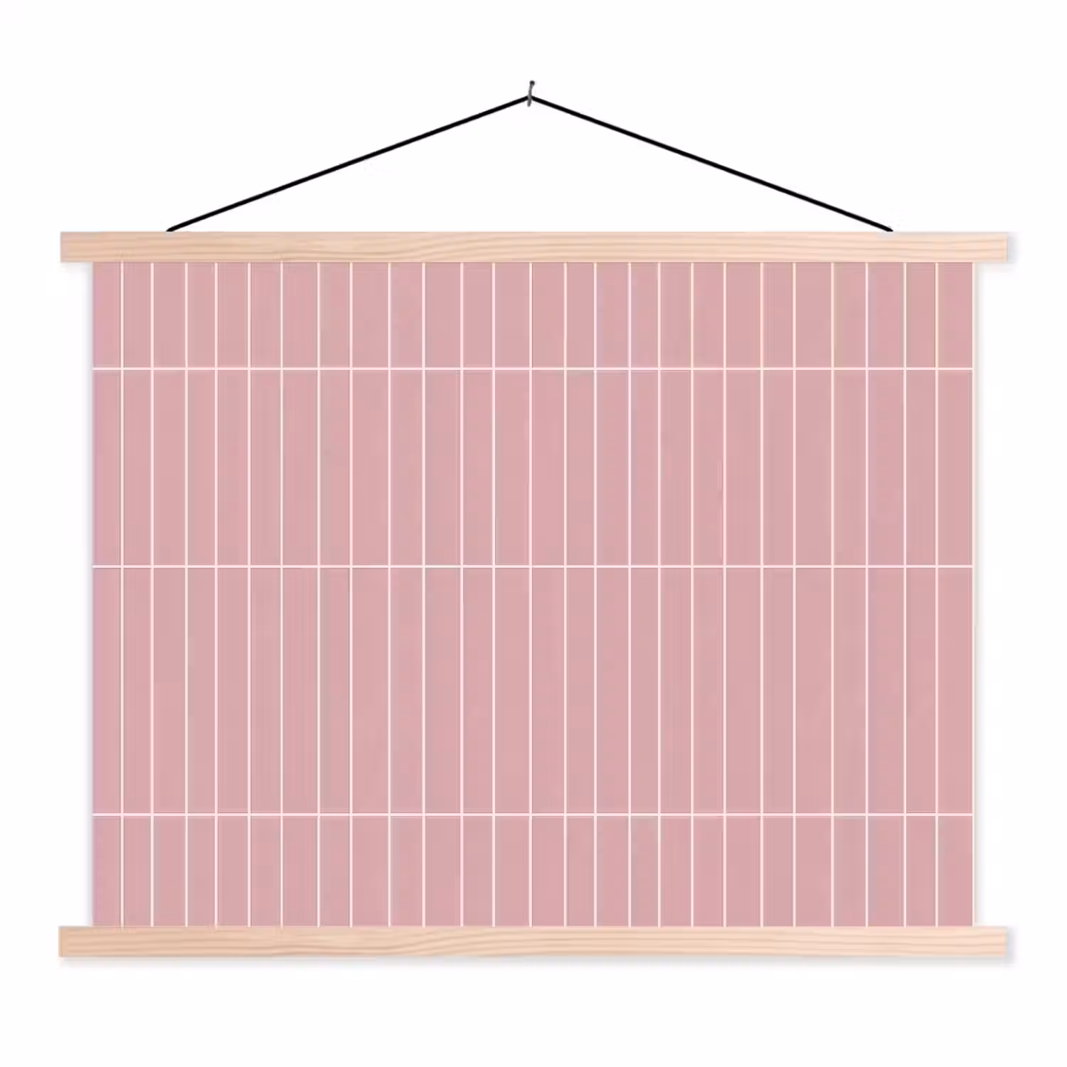 Verticaal - Wandtegel - Lichtroze textielposter latten blank klein 122 -3d