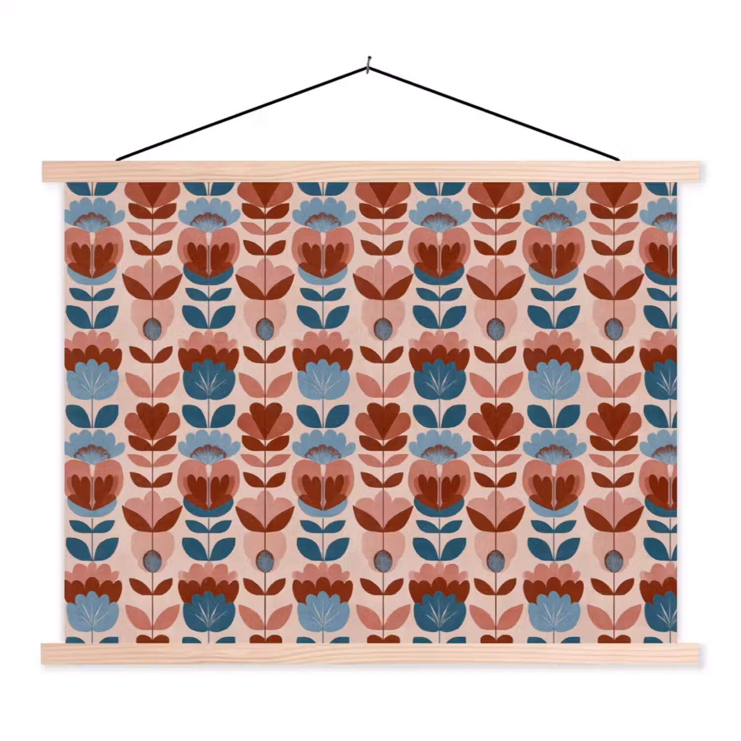 Vintage - Motief - Kleurrijk textielposter latten blank klein 122 -3d