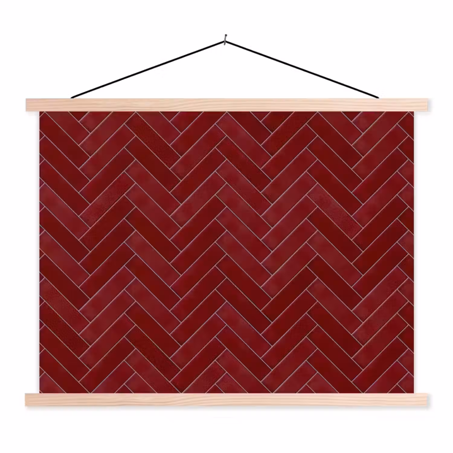 Visgraat - Wandtegel - Bordeaux - Rood textielposter latten blank klein 122 -3d
