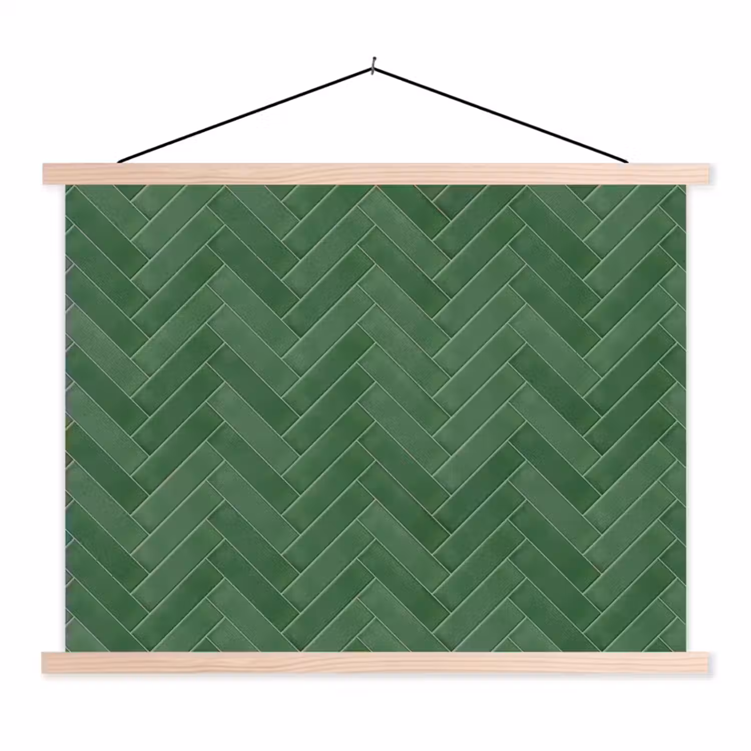 Visgraat - Wandtegel - Bosgroen textielposter latten blank klein 122 -3d
