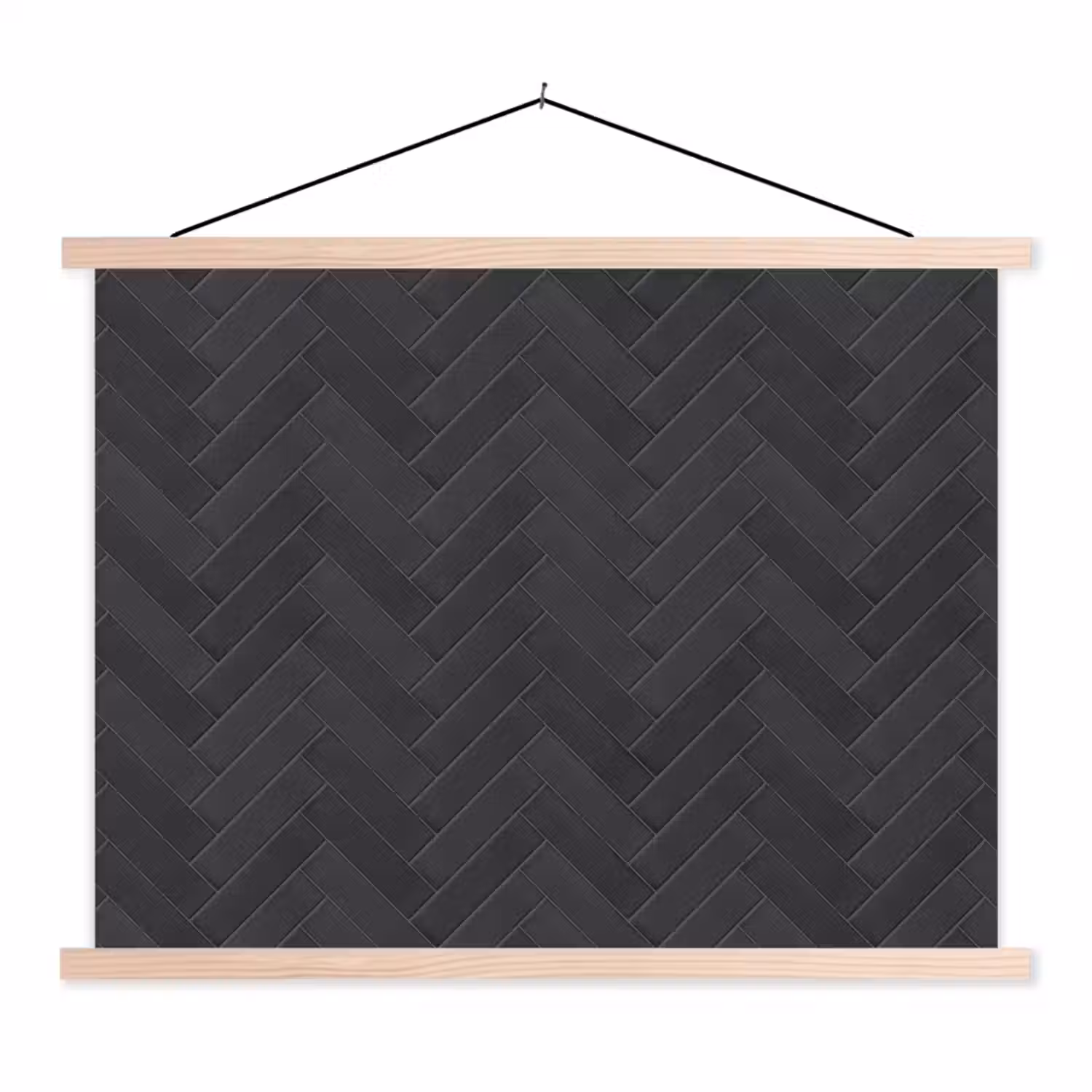 Visgraat - Wandtegel - Donkergrijs textielposter latten blank klein 122 -3d