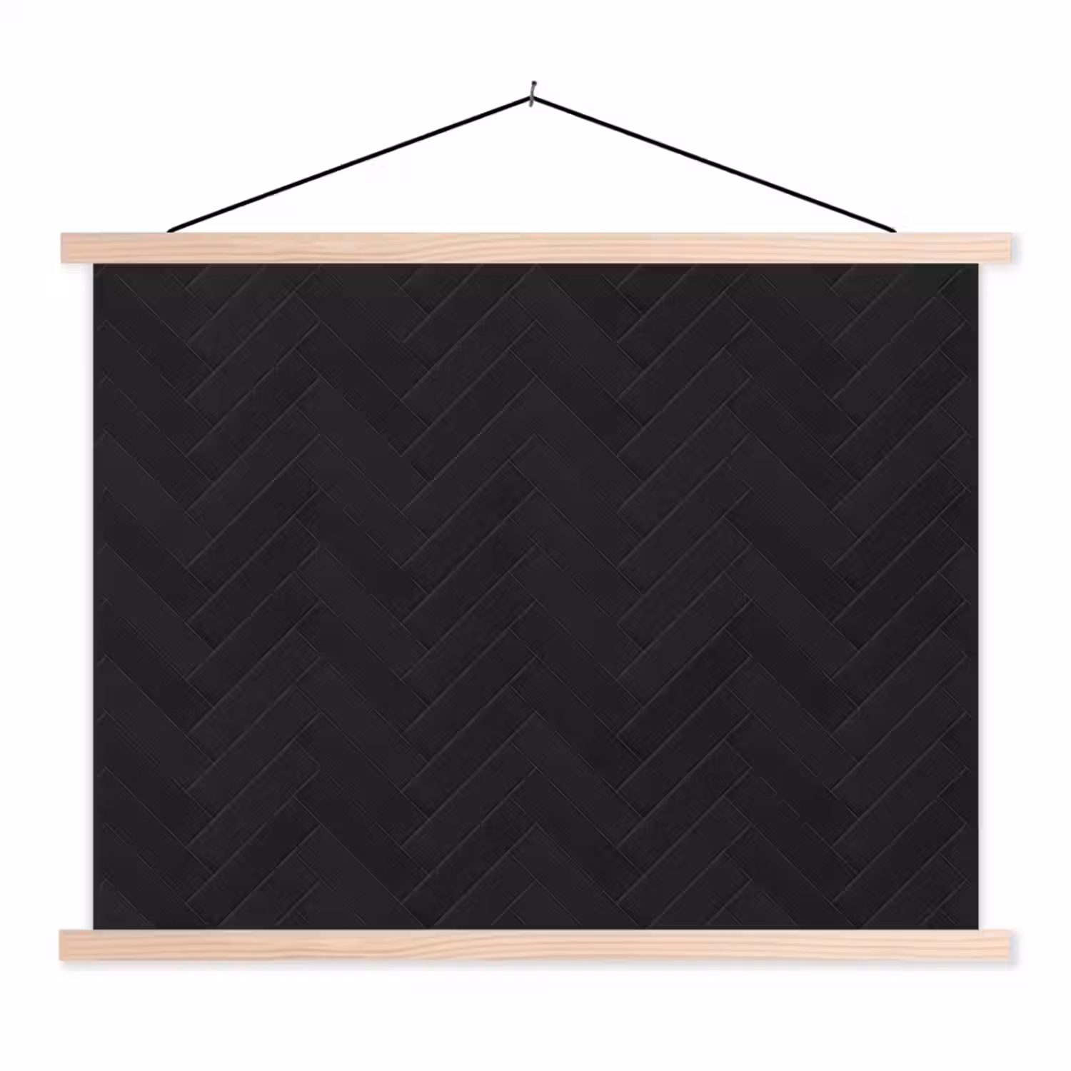 Visgraat - Wandtegel - Mat - Zwart textielposter latten blank klein 122 -3d