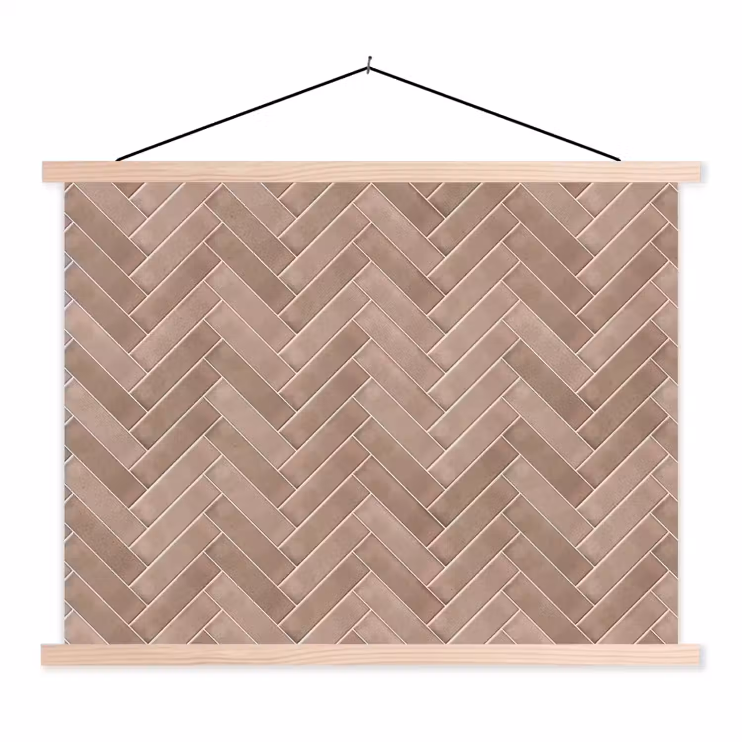Visgraat - Wandtegel - Oudroze - Terracotta textielposter latten blank klein 122 -3d