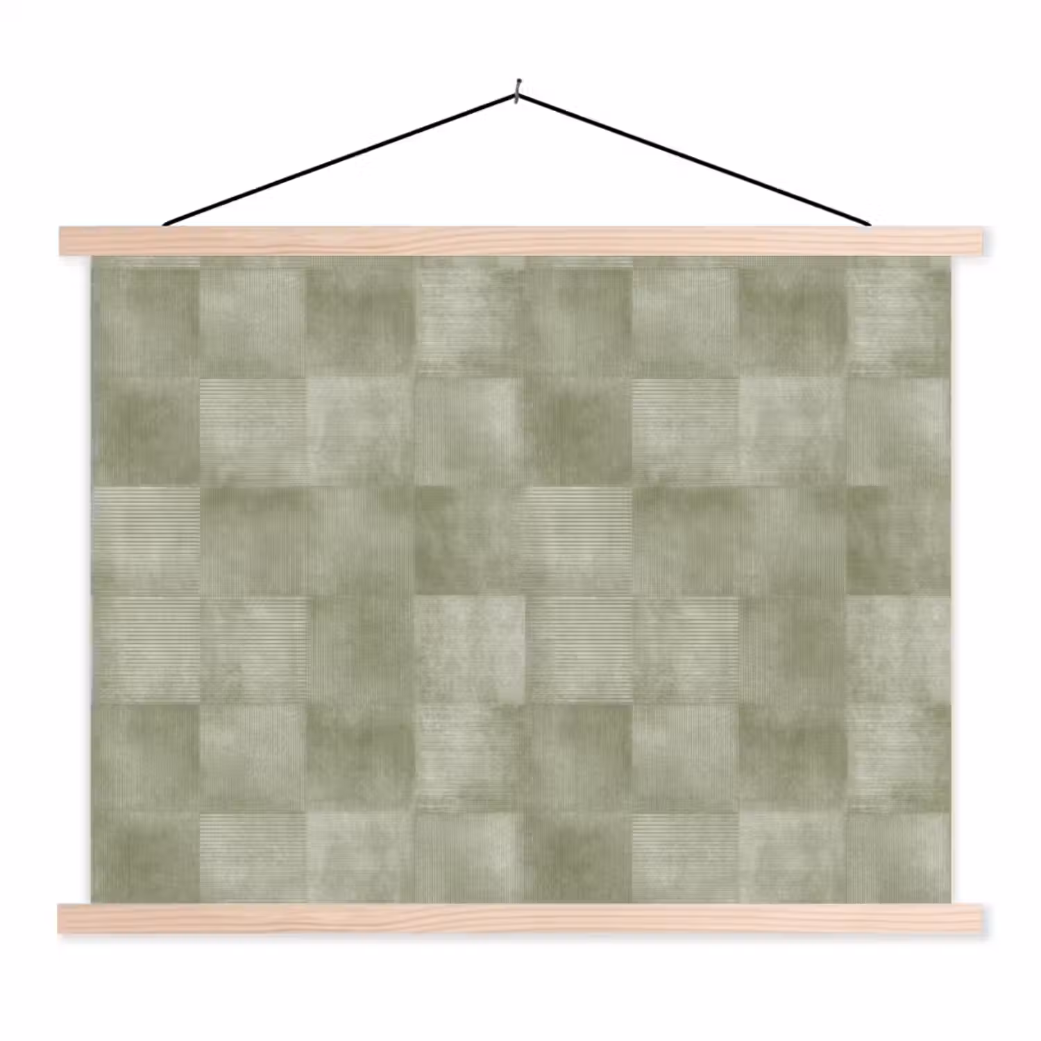 Vlakken - Rustiek - Groen textielposter latten blank klein 122 -3d