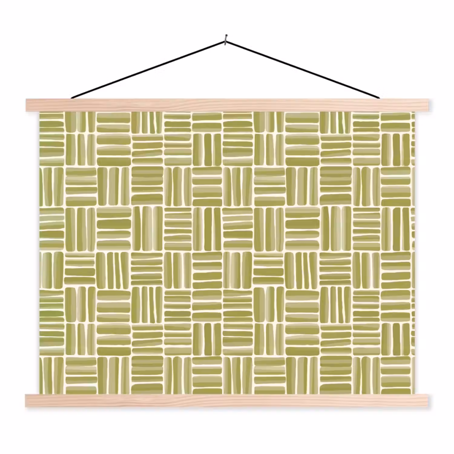 Vlecht - Patroon - Groen textielposter latten blank klein 122 -3d