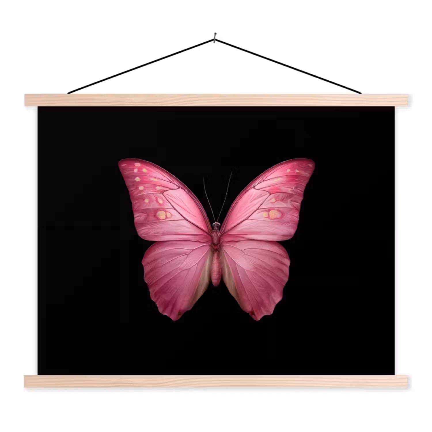 Vlinder - roze - Elegant textielposter latten blank klein -3d