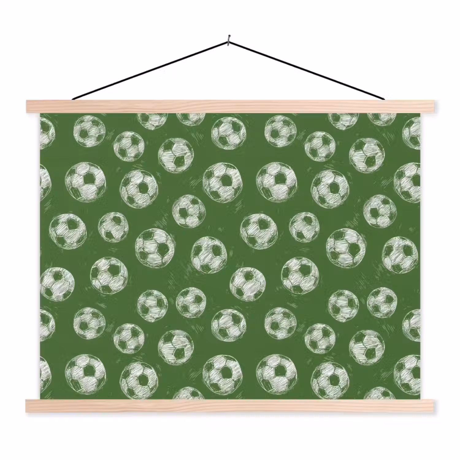 Voetbal - Sport - Groen textielposter latten blank klein 122 -3d