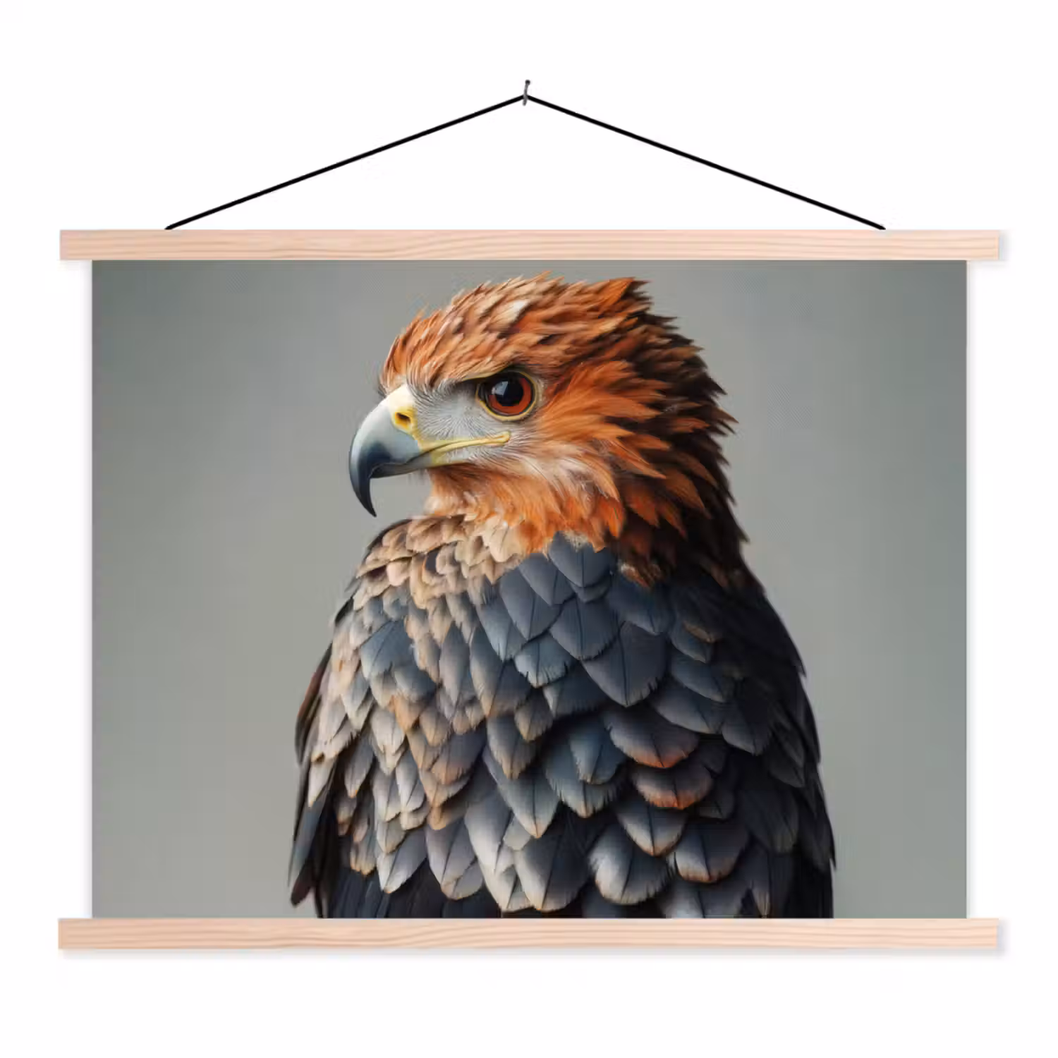 Vogel - Realistisch - Veren - Bruin textielposter latten blank klein -3d